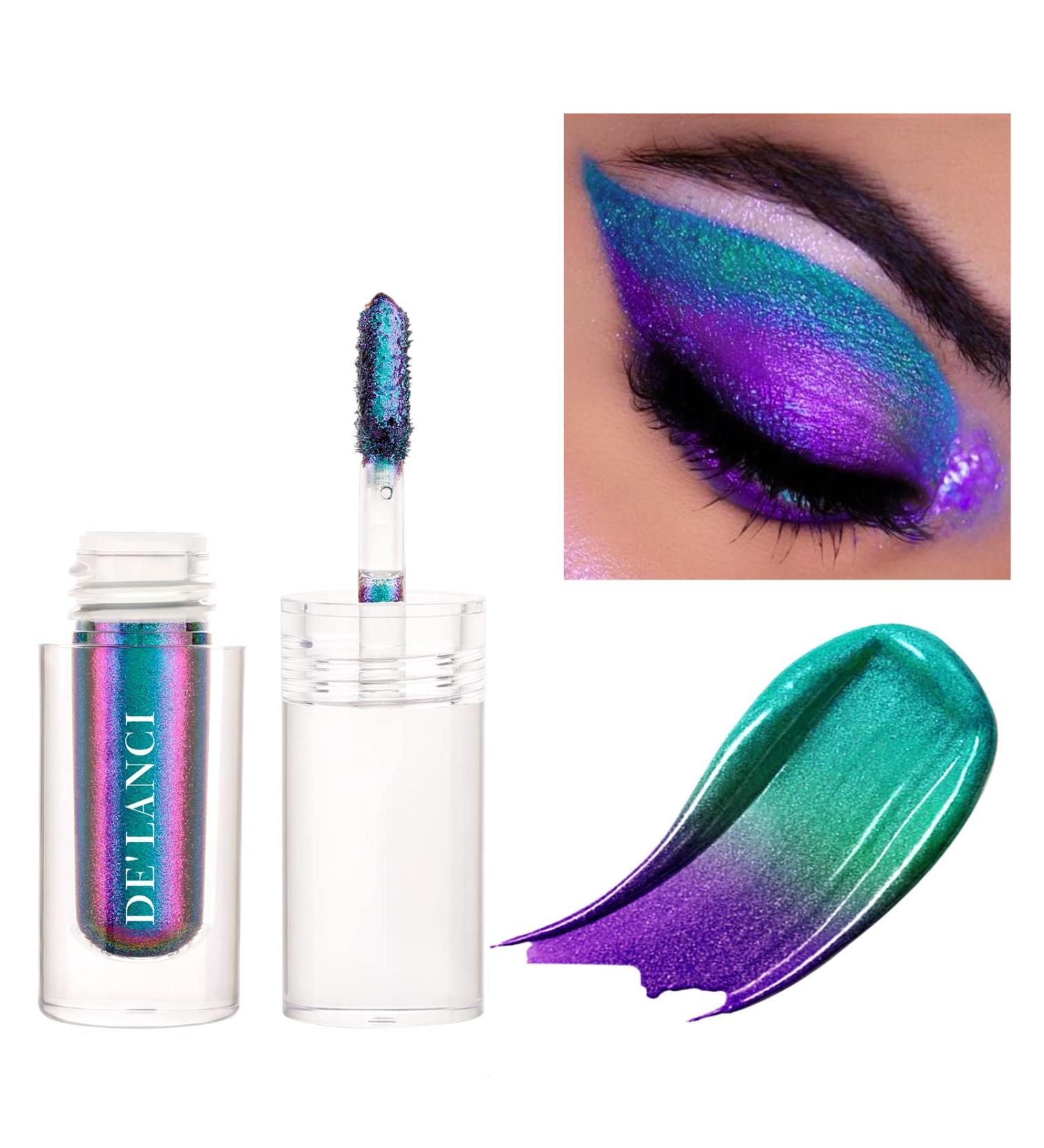 ecofavor Multichrome Metallic Liquid Eyeshadow - High Pigmented & Long Lasting Sparkle in Color Shift Violet Blue Teal Green - 10ml - Buy Online on SooperMarket.com