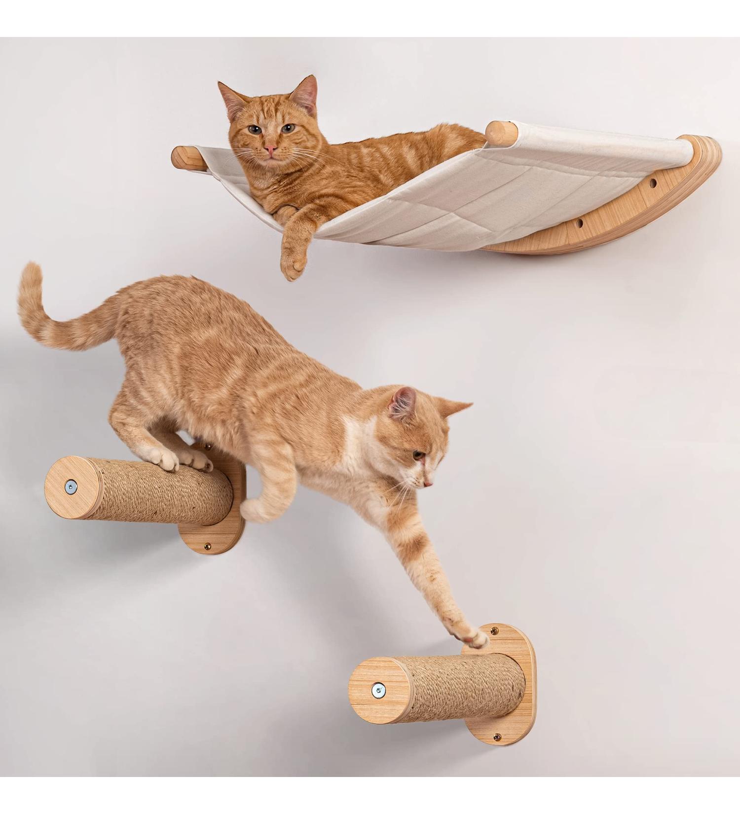 Ruby Road Cat Hammock Wall Mounted Shelf with Steps - Modern Cat Bed for Large Cats - Cat Furniture for Sleeping, Playing, Climbing, and Lounging - Buy Online on SooperMarket.com