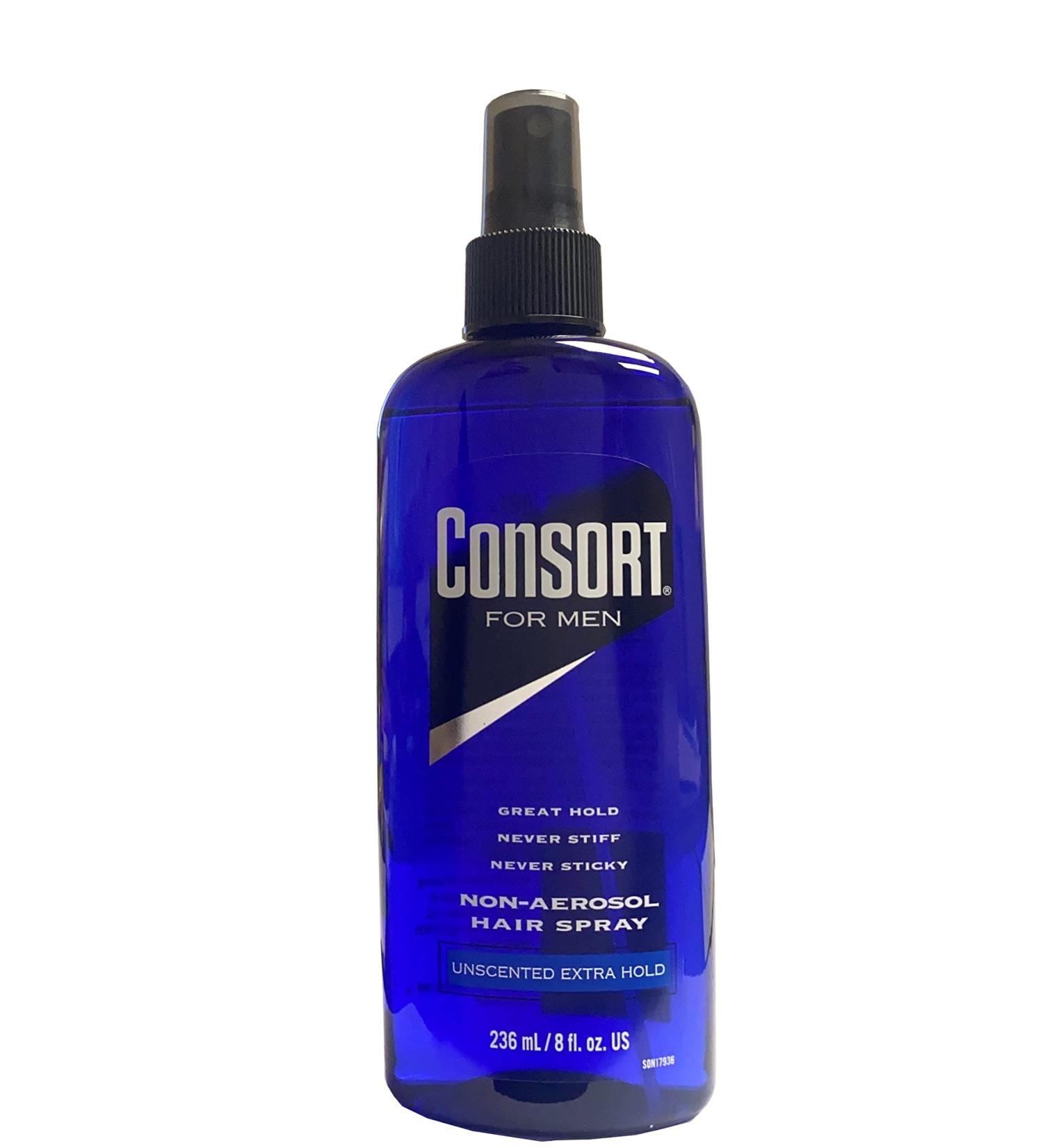 Consort For Men Hair Spray Non-Aerosol Unscented Extra Hold 8 oz (Pack of 5)
