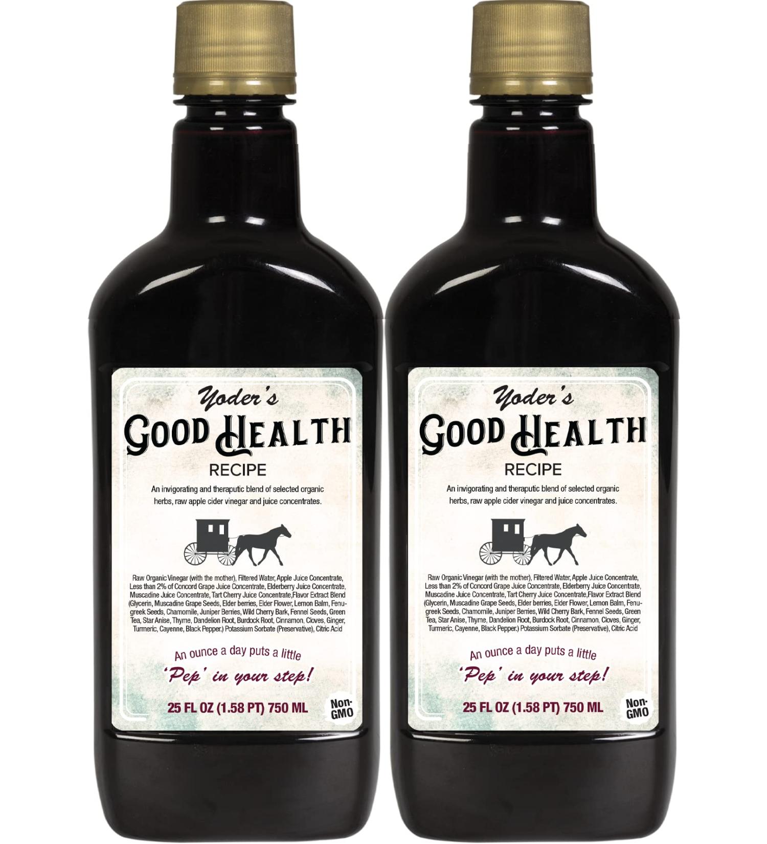 Yoder s Good Health Recipe Apple Cider Vinegar Liquid Complex 25 oz. Herbal Tonic with Elderberry Juice Organic Wildcrafted Herbs Raw Detoxifying Antioxidants 2 Pack