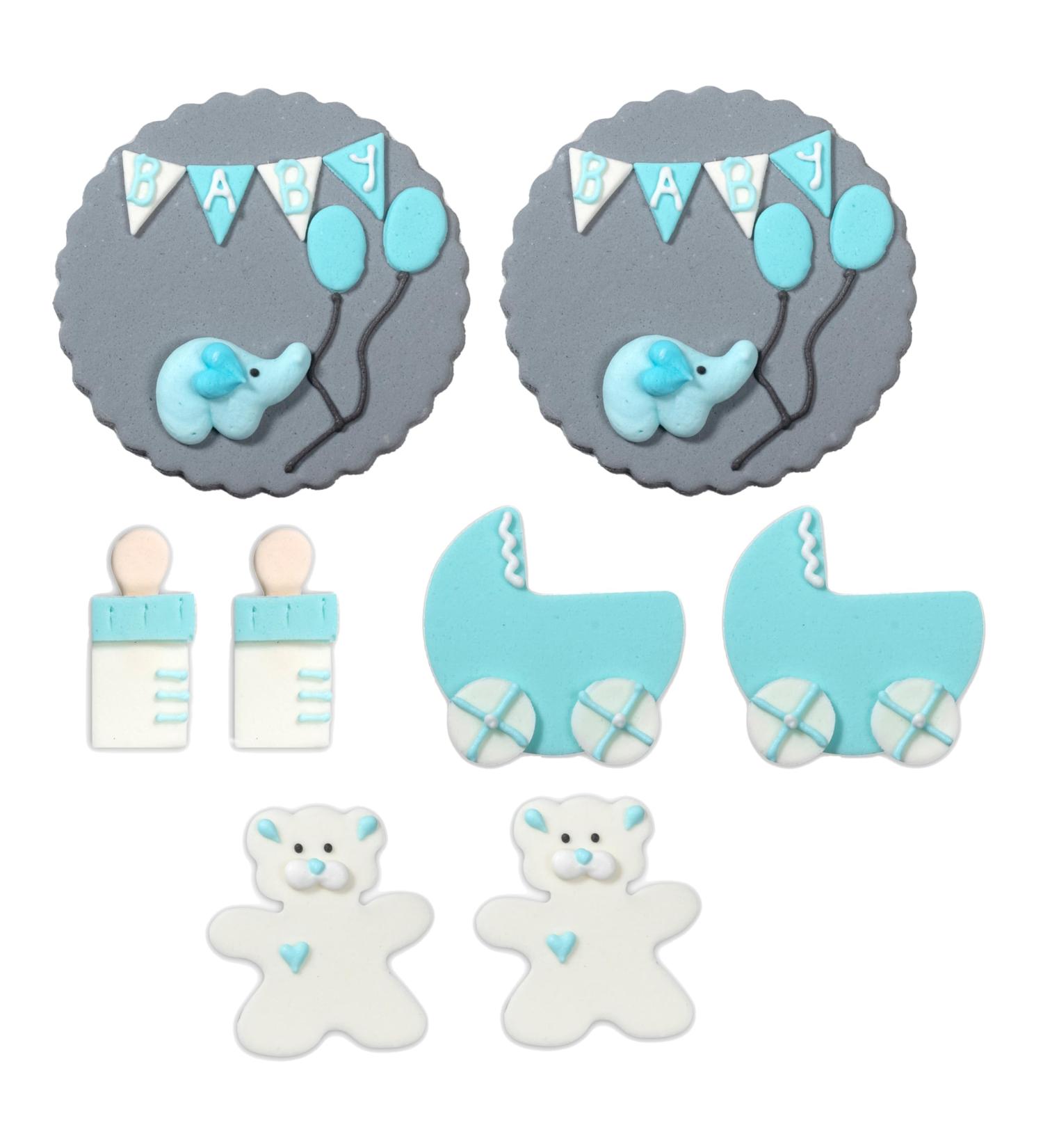 Baking Decorations Baby Mix Set in Blue 8 Pieces Various Baby Motifs as Fondant Decoration for Baking Cupcakes & Muffins Ideal for Baby Showers & Gender Reveal Parties - Buy Online on SooperMarket.com