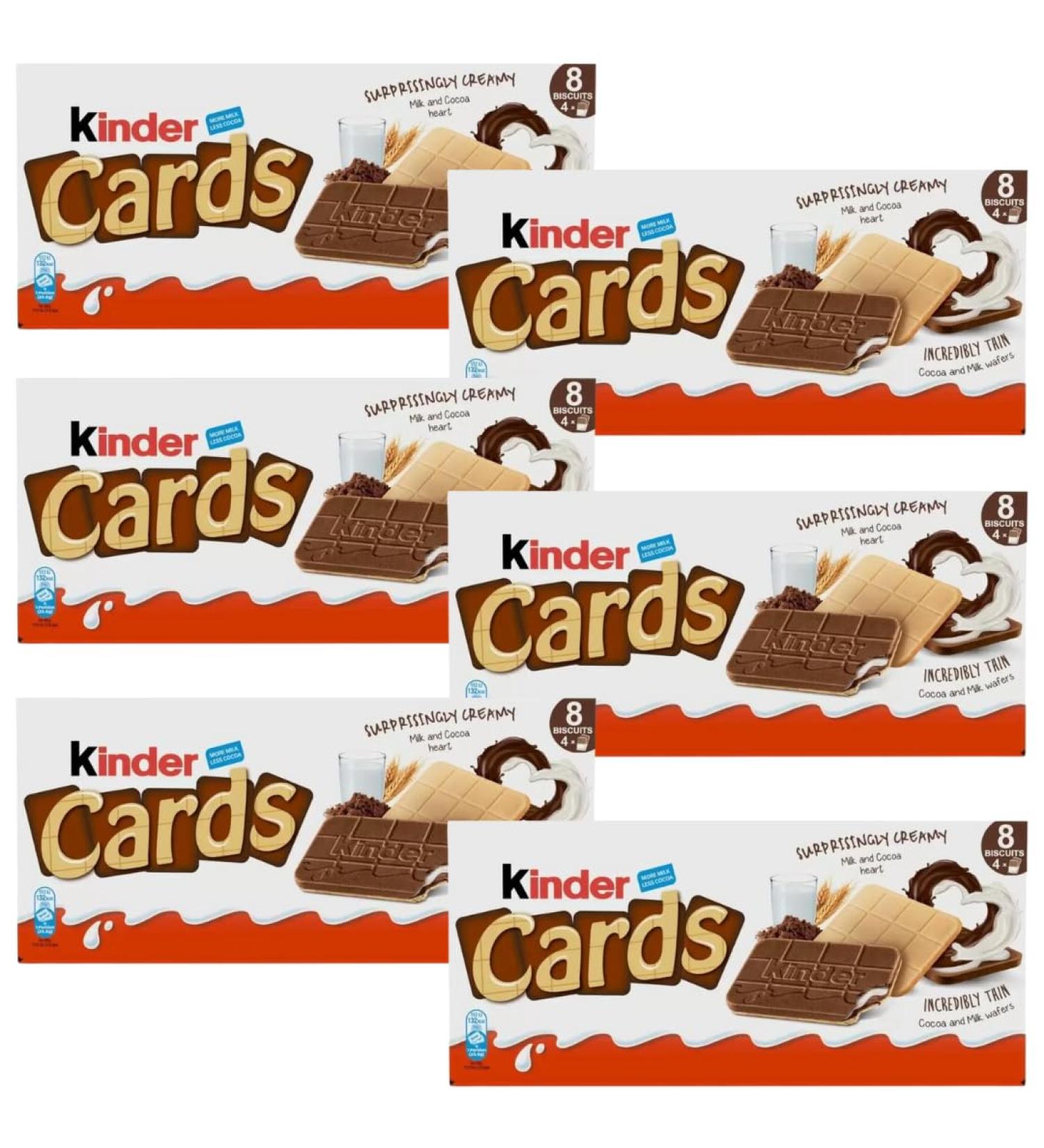 Wafers Bundle With Kinder Cards Cocoa & Milk Wafers 4 Pack 129g (6 Pack)