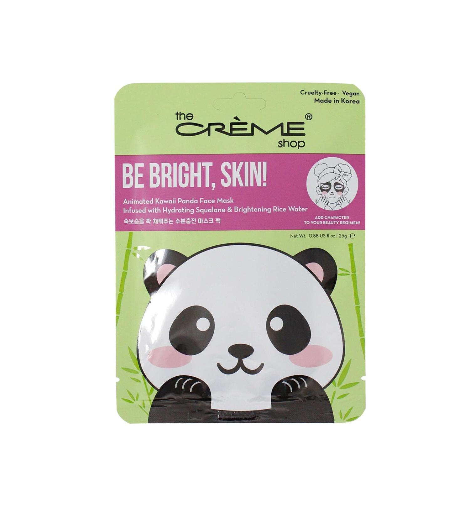 The Cr me Shop Be Bright Skin! Animated Kawaii Panda Face Mask - Hydrating & Luminous with Squalane & Rice Water - Softens Fine Lines - Tones Dark Spots - Skincare Essential (3 Pack)