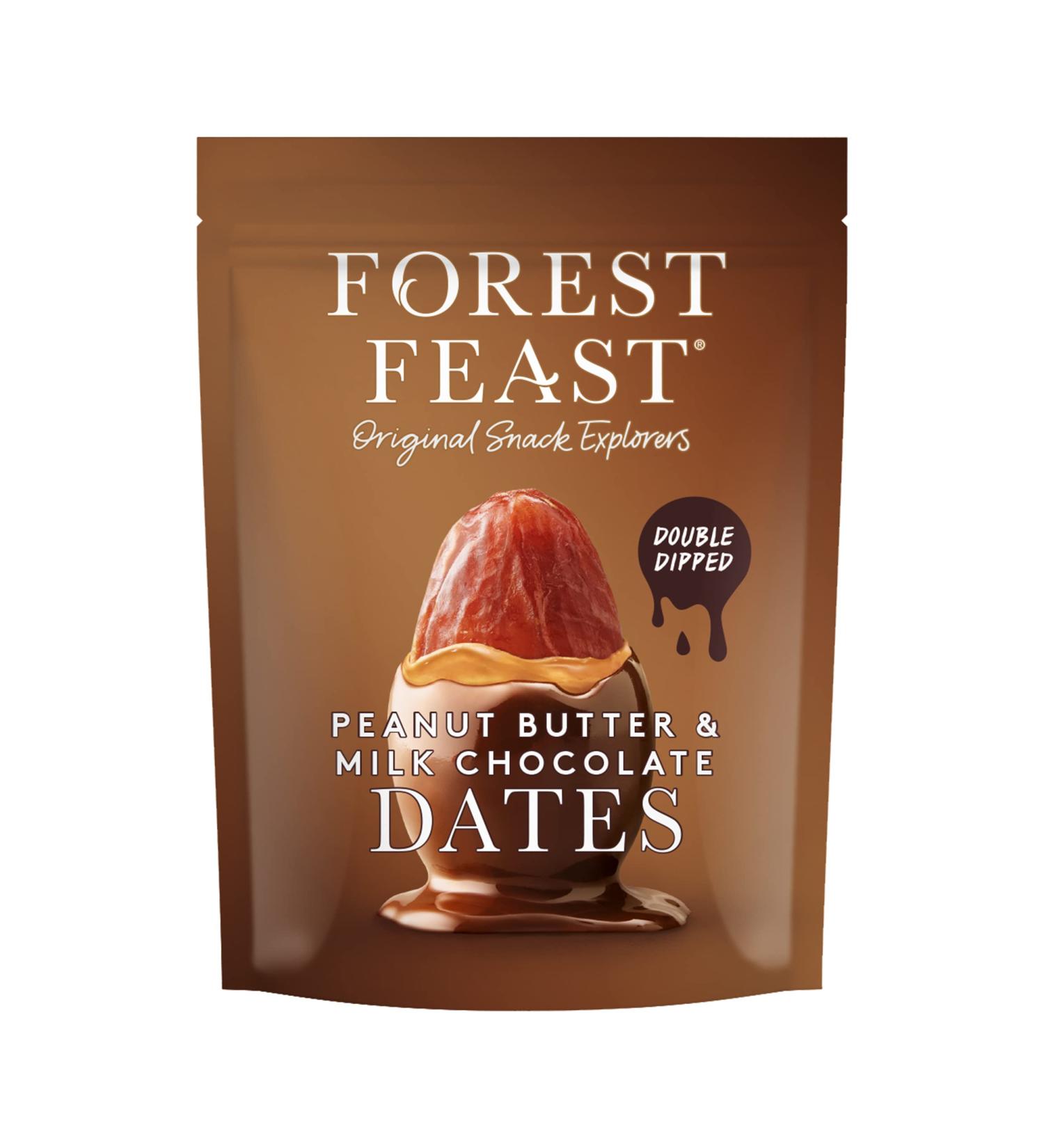 FOREST FEAST Peanut Butter & Milk Chocolate Dates 6 x 140g | Double Dipped Deglet Nour Dates in Belgian Milk Chocolate Peanut Butter Dates Chocolate Covered Fruit Snack - Buy Online on SooperMarket.com