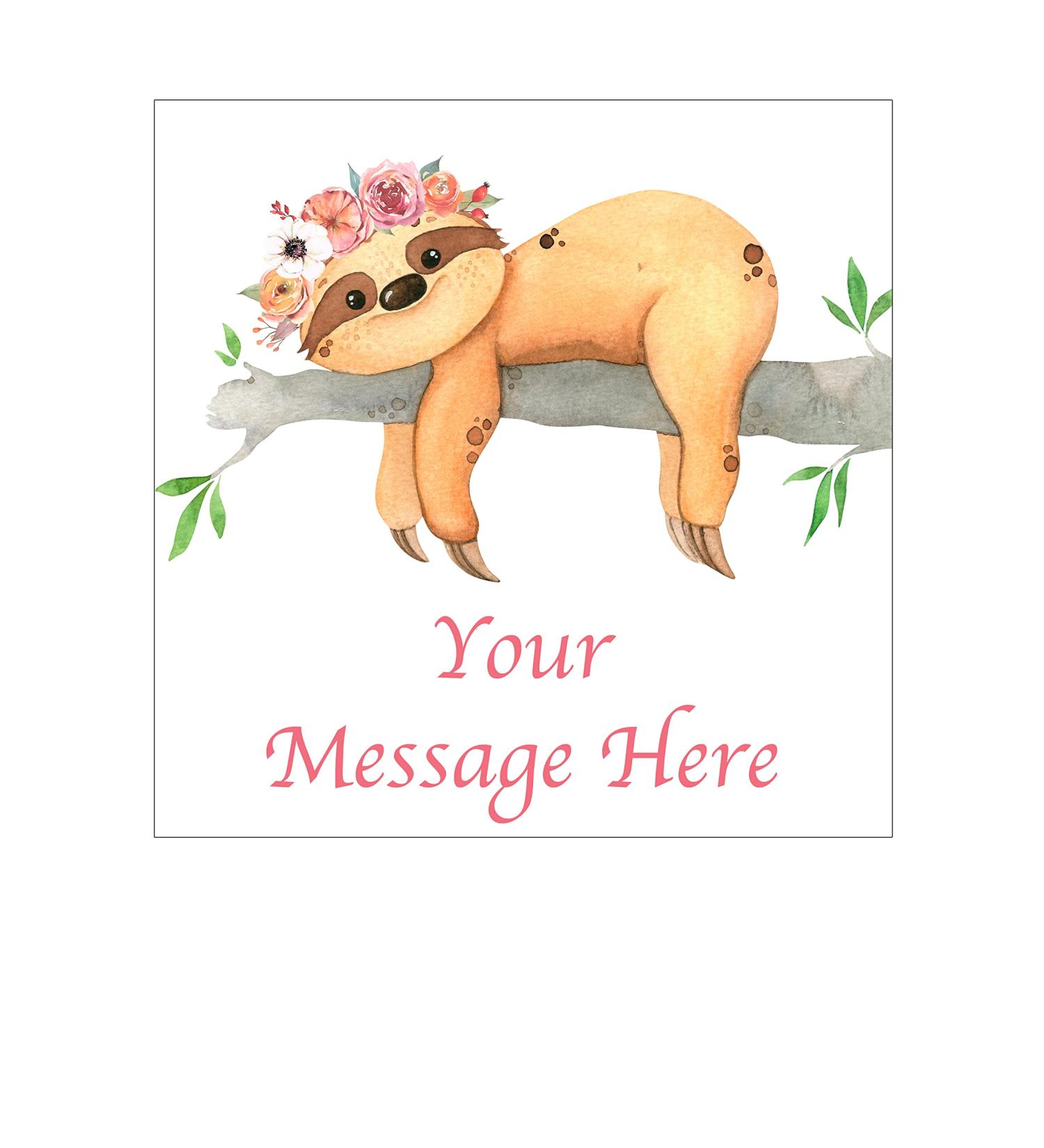 Cute Sloth Animal PERSONALISED 7.5 inch SQUARE on Decor Icing Sheet Edible Cake Topper - Perfect for Decorating Larger Cakes