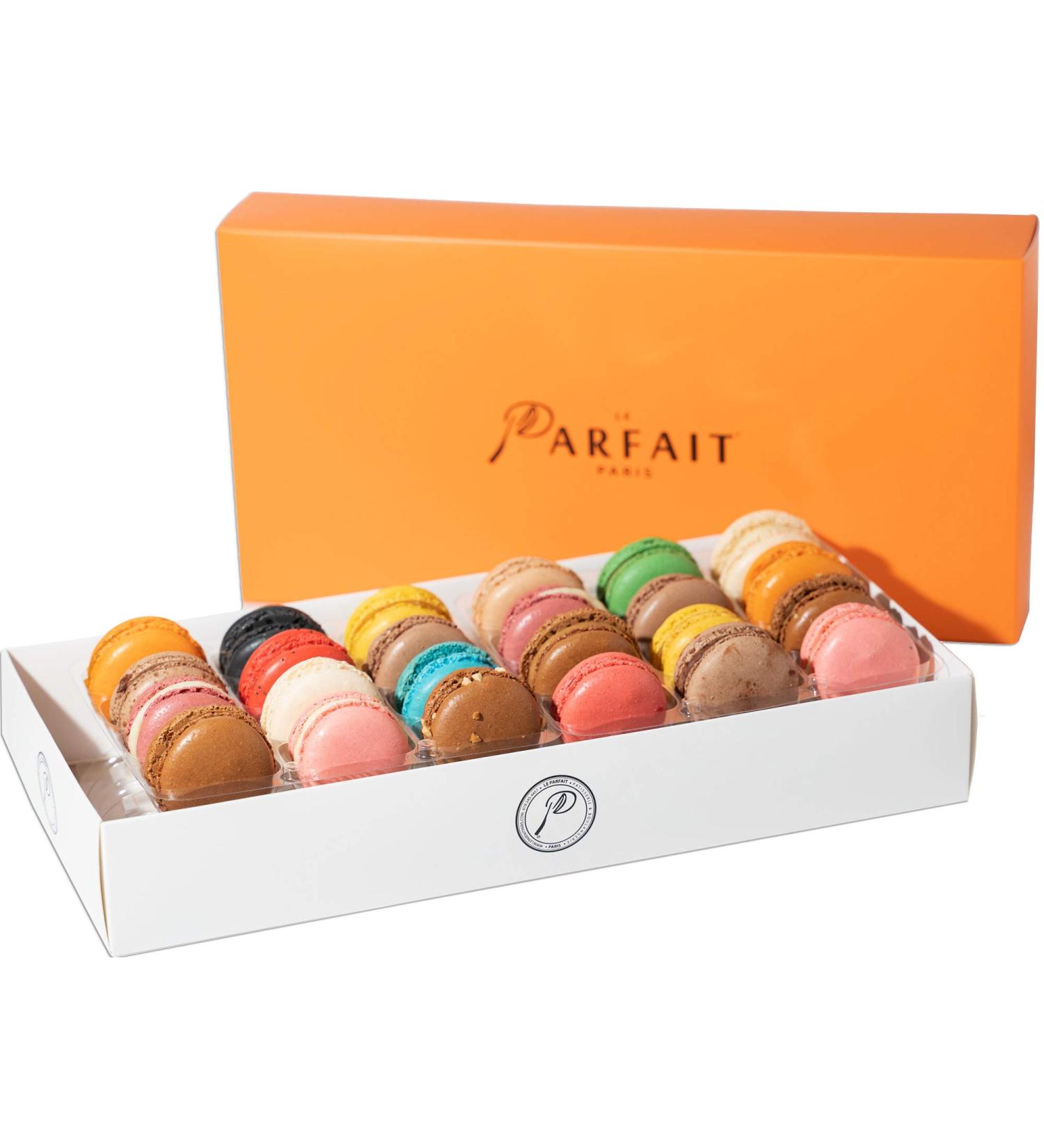 Le Parfait Paris French Macarons Gift Box - 24 Assorted Gourmet Desserts for Baby Shower, Birthdays, Mothers Day, & Anniversary - Buy Online on SooperMarket.com