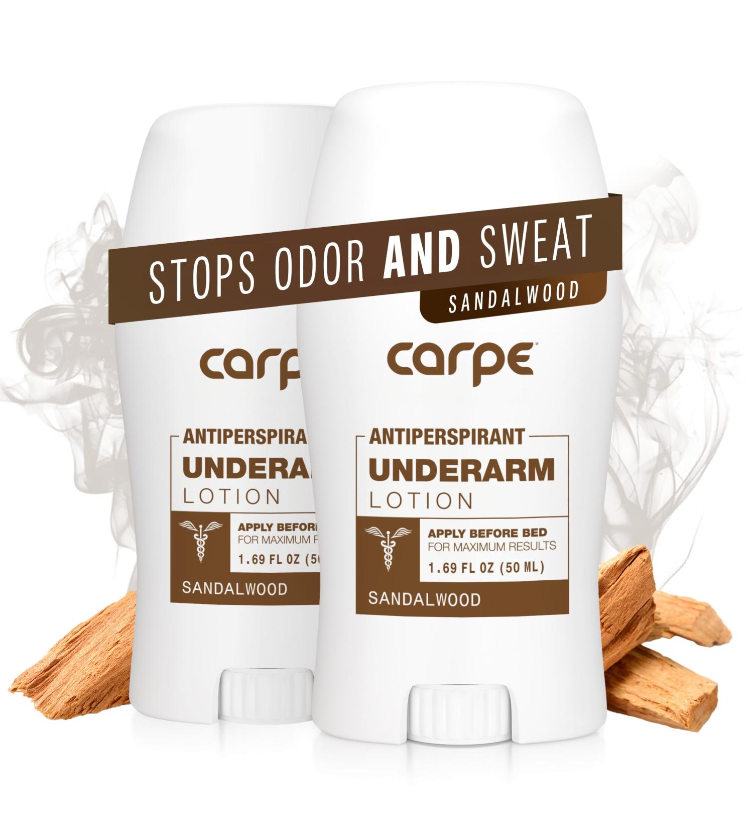 Carpe Underarm Antiperspirant Deodorant Advanced Sweat & Odor Protection Formula - Deodorant for Men & Women - Helps to Combat Excessive Sweating with Odor Control - Sandalwood (Pack of 2) Sandalwood 1.69 Fl Oz (Pack of 2) - Buy Online on SooperMarket.com