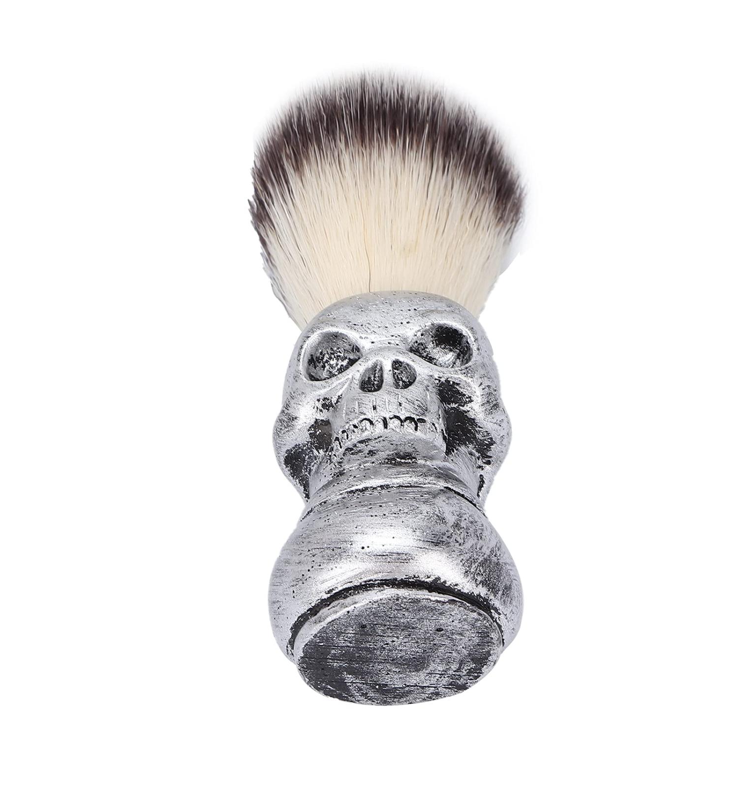 Buy Handmade Skull Handle Shaving Brush for Men | Halloween Neck Dust & Cleaning Brush | Premium Hairdresser Beard Care - Buy Online on SooperMarket.com
