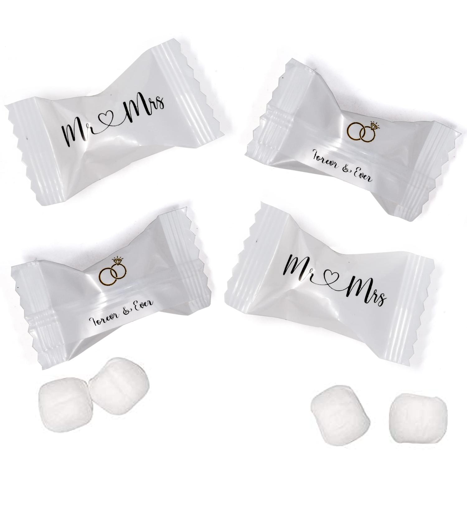 Mr. and Mrs. Wedding Butter Mint Candy Bags - 100 Count 14 Oz (396g) Forever & Ever Mints - Diamond Ring Treats for 50th Anniversary, Bridal Shower, & Special Occasions - Buy Online on SooperMarket.com