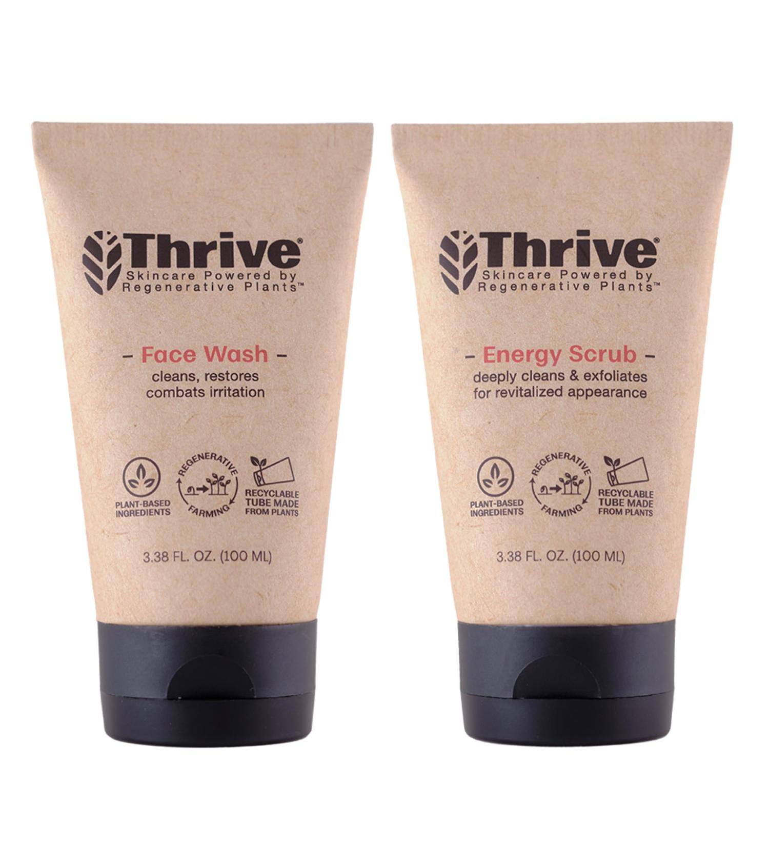 Thrive Daily Clean Superplant Skin Care Gift Set | Vegan Face Wash & Scrub - Made in USA - International Shipping Available - Buy Online on SooperMarket.com