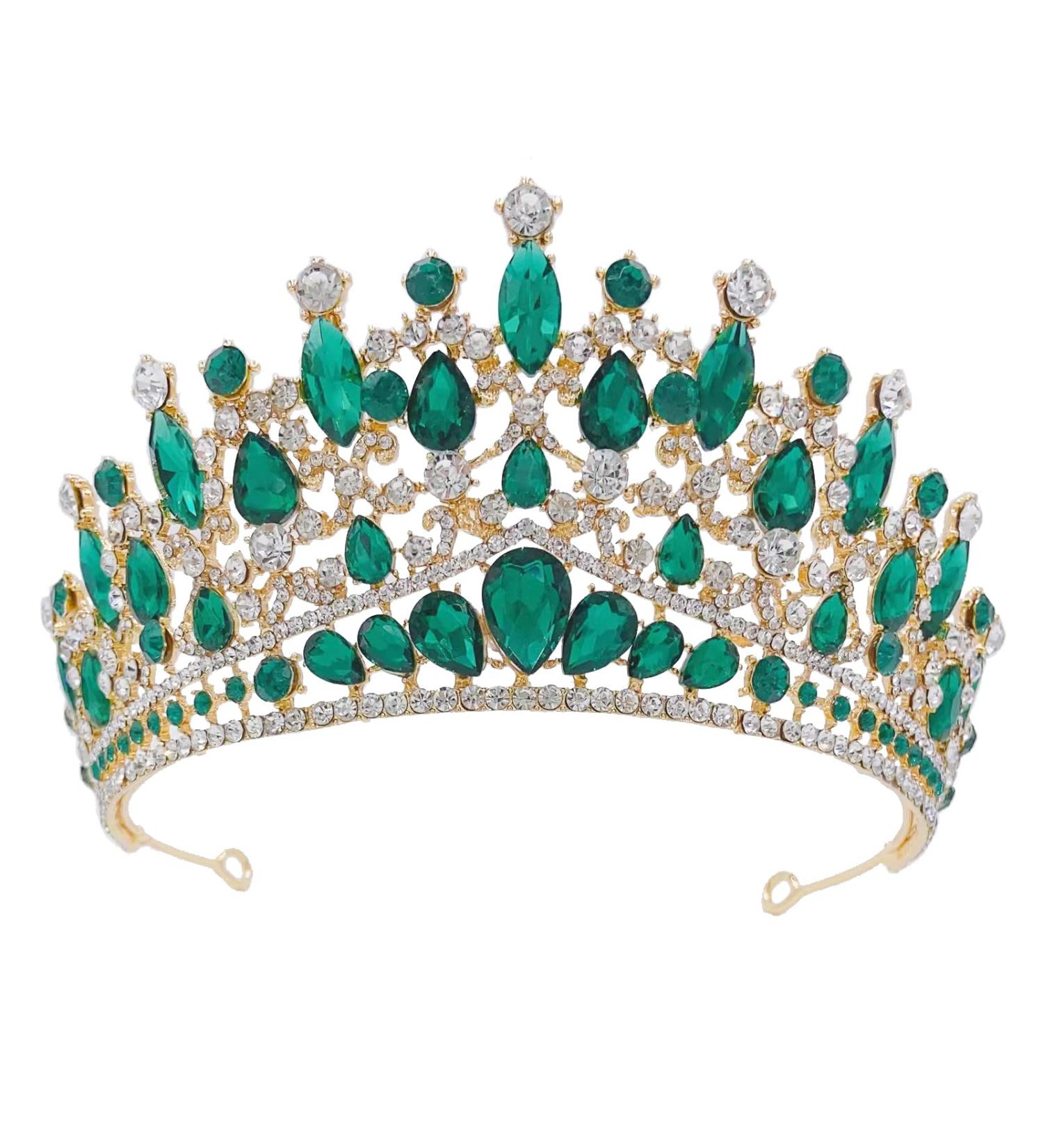 Mr. Green Queen Crown for Women - Crystal Wedding Tiara for Bride - Princess Tiara Diadem - Prom Pageant Hair Accessories - Buy Online on SooperMarket.com