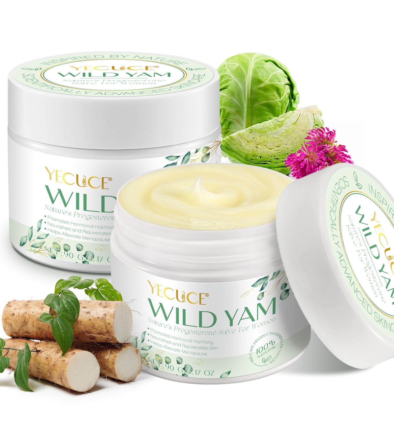 2-Pack Organic Wild Yam Cream | Natural Skincare for Menstrual & Menopause Relief | Nourishing Vitamins | 6.34 Oz - Buy Online on SooperMarket.com