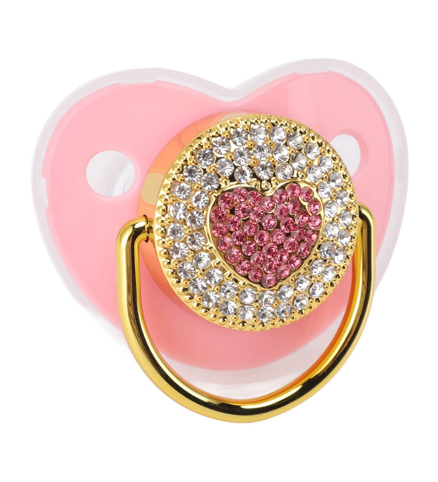 Luxurious Rhinestone Baby Pacifier - Soft Silicone Nipple for Breastfeeding - Ultra-Light & Portable (Pink) - Buy Online on SooperMarket.com
