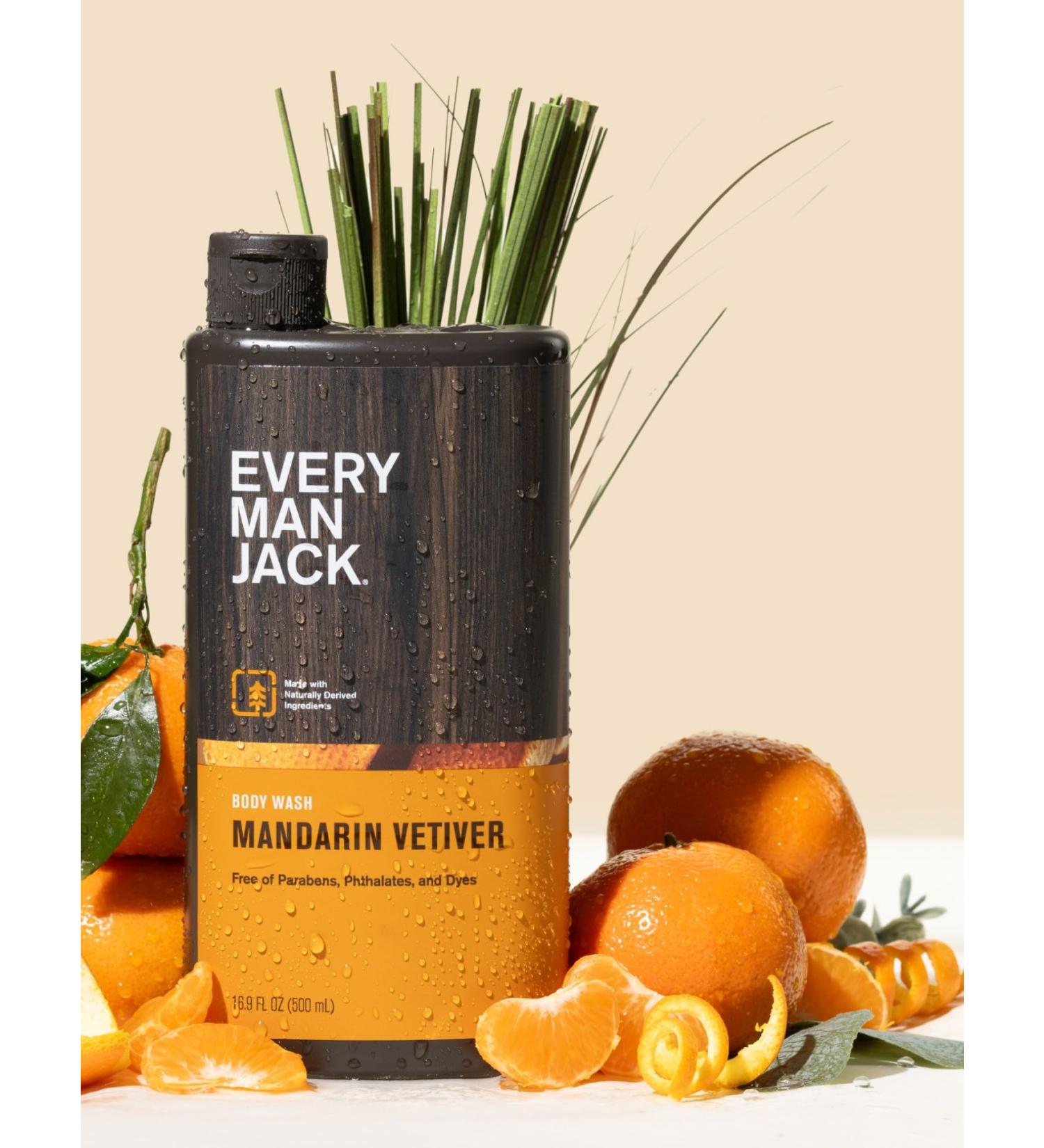 Every Man Jack Mandarin Vetiver Body Wash - 16.9 fl oz | Natural Ingredients Refreshing Clean | International Shipping Available - Buy Online on SooperMarket.com