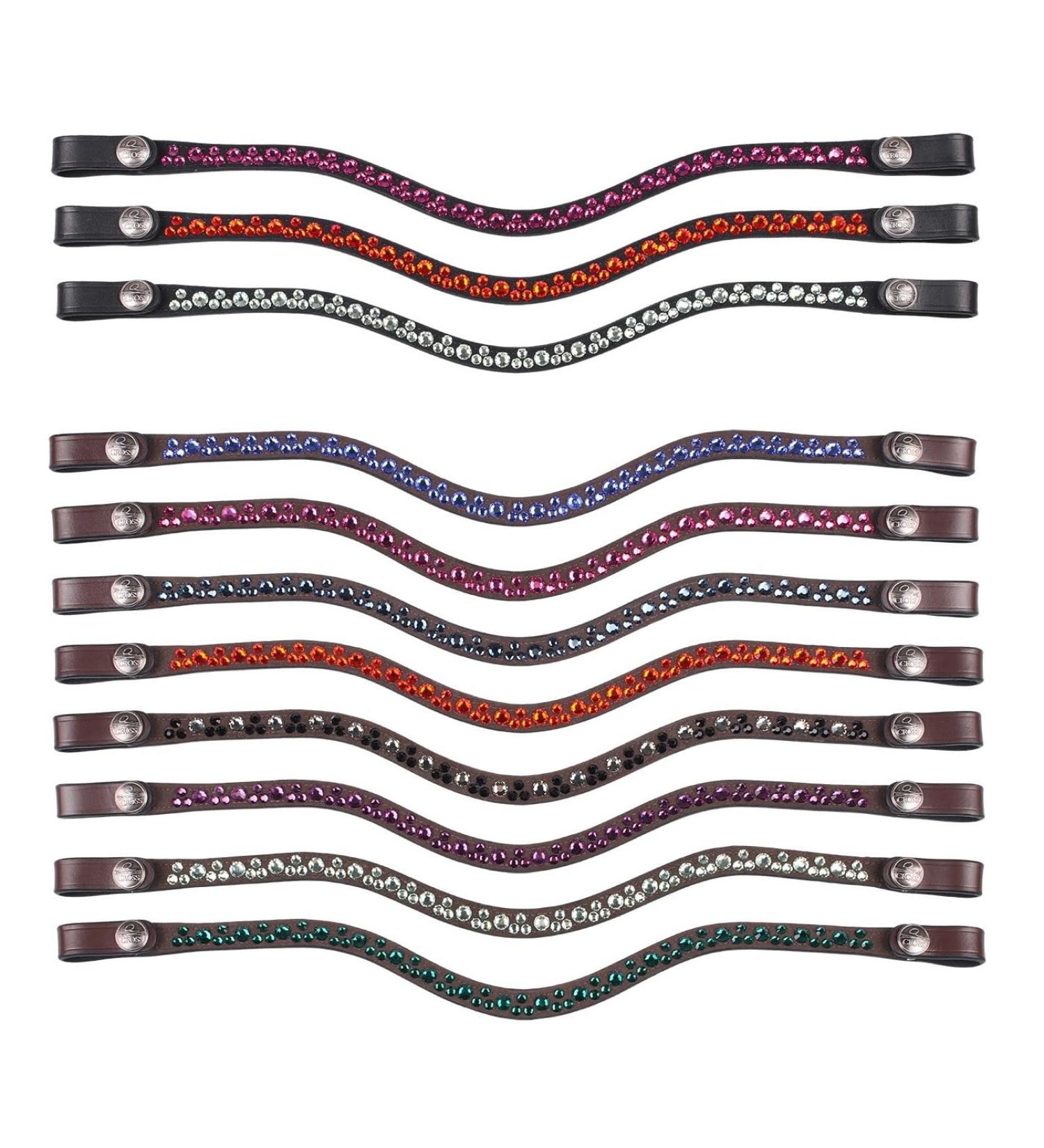 Buy Netproshop Leather Forehead Straps - Eldorado Wave Shape with Rhinestones - COB Size - Brown Flame Color - International Shipping Available - Buy Online on SooperMarket.com