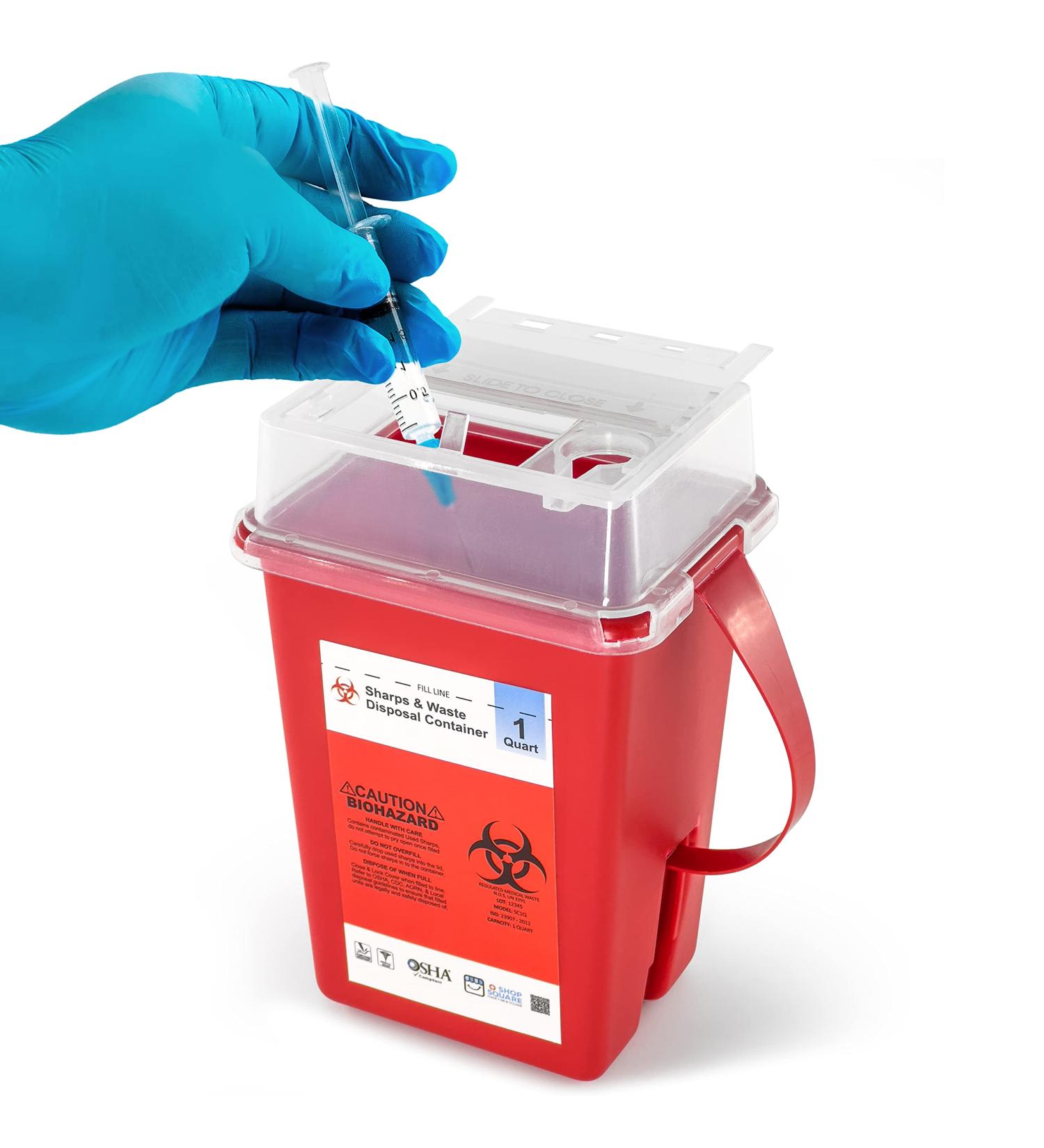 Sharps Container for Safe Needle Disposal - 1 Quart, 1 Pack | Home Biohazard Waste Container - Buy Online on SooperMarket.com