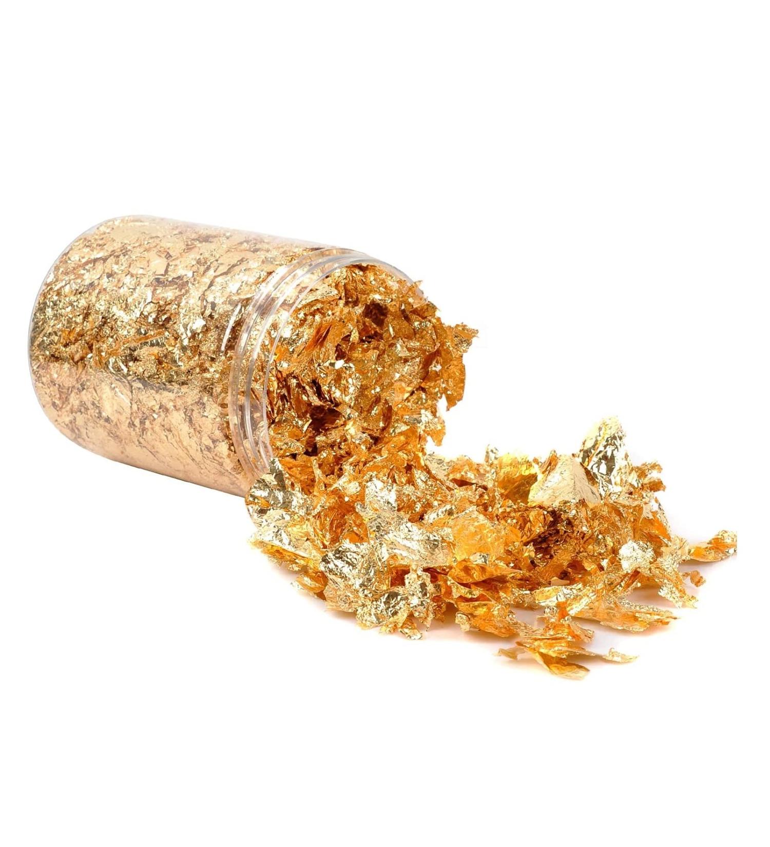 Gold Leaf Gilding Resin Flakes 3 Bottles Metallic Foil 15g - Craft Supplies for Painting, Crafts, Slime, and Resin Jewelry Making - Gold, Silver, Copper Colors - Buy Online on SooperMarket.com
