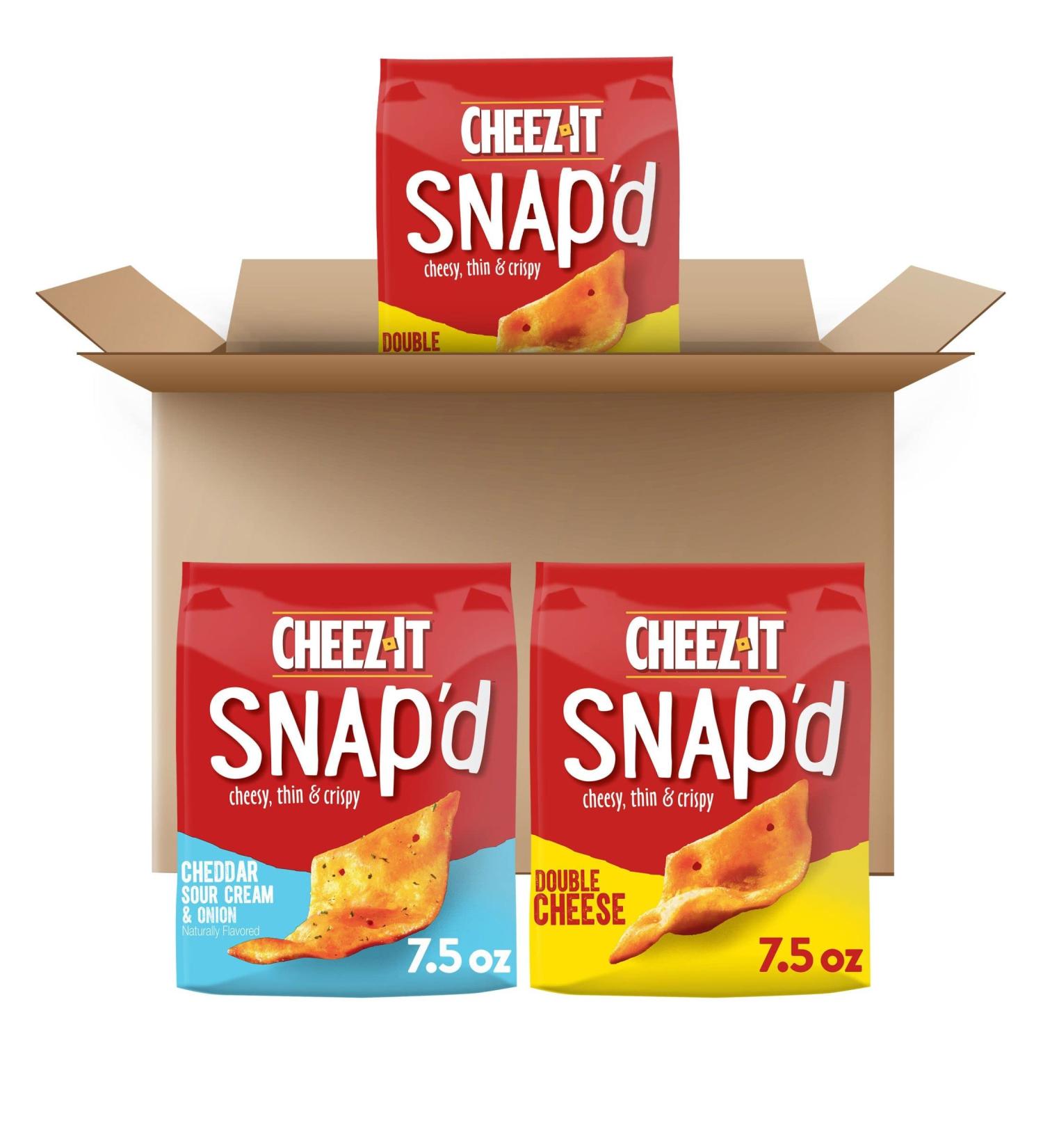 Cheez-It Snap'd Cheese Cracker Chips Variety Pack 7.5 Ounce (Pack of 3) - Bulk Thin Crisps Lunch Snacks - Buy Online on SooperMarket.com
