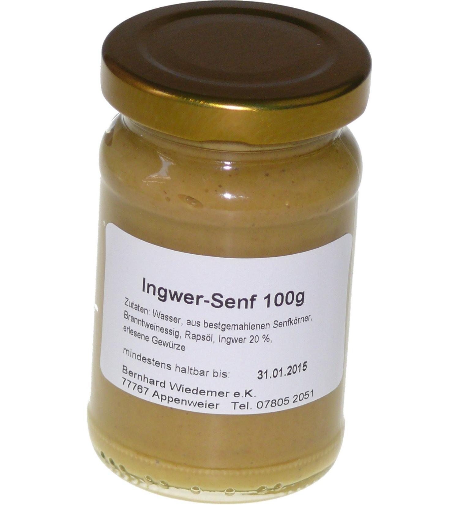 Wiedemer-fruity-spicy ginger muster made of fresh preparation with selected natural vegan ingredients-1 glass 100g gourmet mustard for fish soup Asian salad dressing and much more.