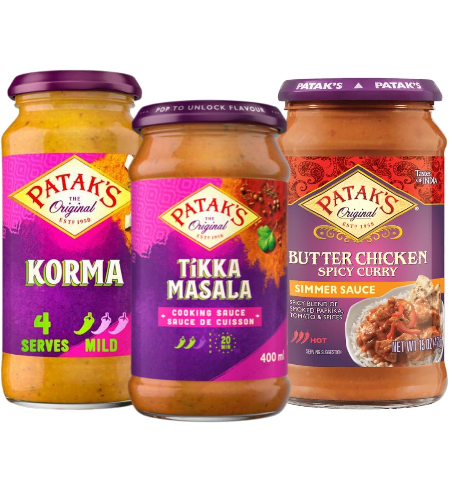 Curry Sauce Bundle with Patak Korma Curry Sauce 450g Butter Chicken Sauce 450g and Tikka Masala Sauce 450g (3 Pack) - Buy Online on SooperMarket.com
