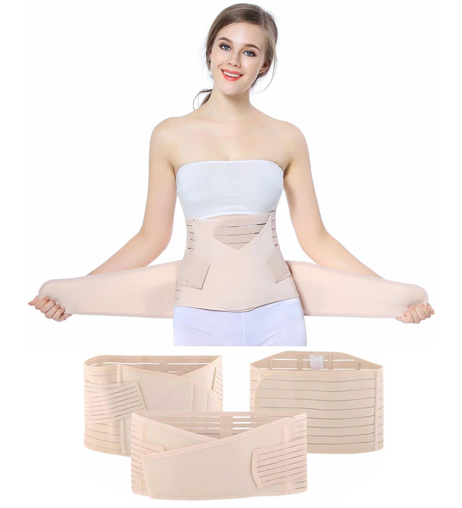 OKPOW 3 in 1 Postpartum Belly Wrap - Postpartum Belt for Women - Waist & Pelvis Support Corset - Postnatal Recovery Shapewear - Beige, One Size - Buy Online on SooperMarket.com