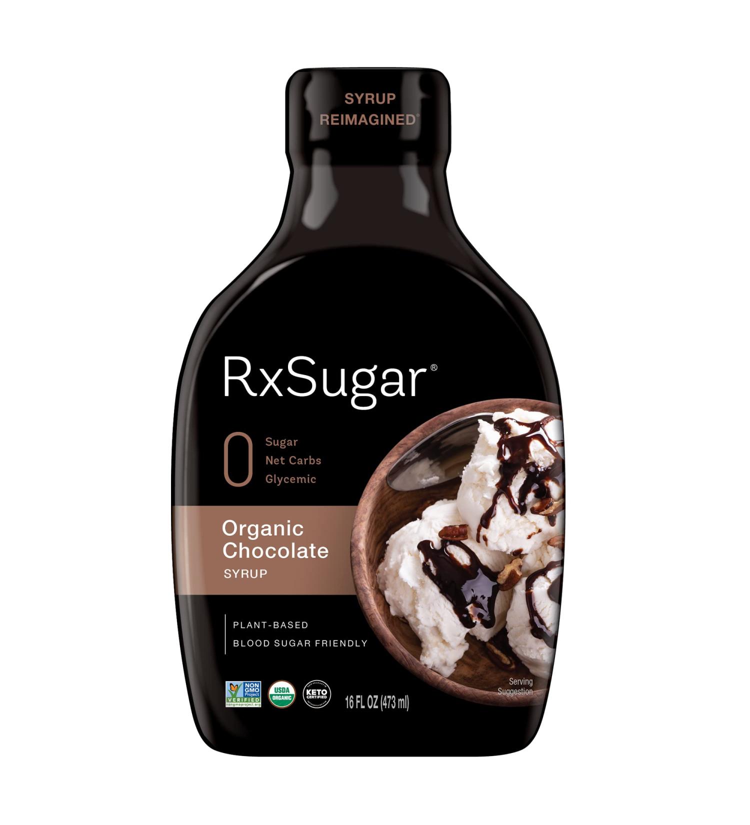 RxSugar Plant-Based Organic Chocolate Syrup 16 oz - 0 Sugar, 0 Net Carbs, Diabetes-Safe | Keto & Gluten-Free - Buy Online on SooperMarket.com