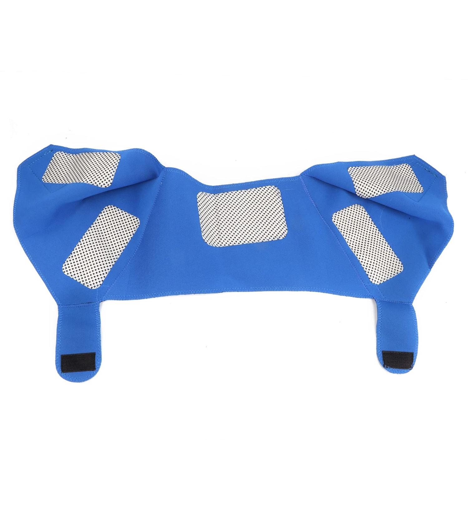 Shoulder Heating Pillow Massager | Heated Wrap Trousers | Vibration Massage for Pain Relief | Adjustable Elastic Cushion in Blue - Buy Online on SooperMarket.com