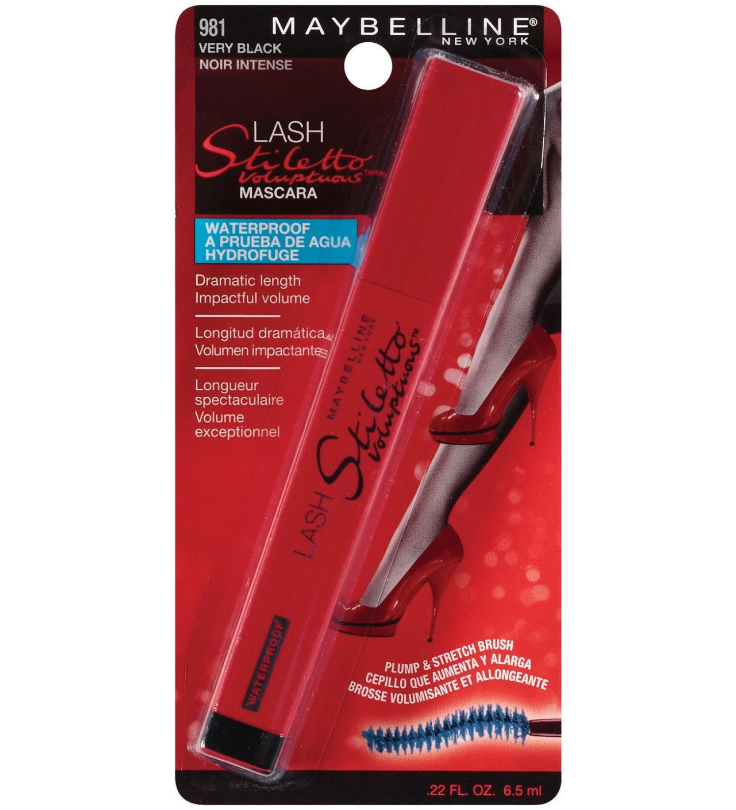 Maybelline New York Lash Stiletto Voluptuous Waterproof Mascara  Very Black 981  0.22 Fluid Ounce