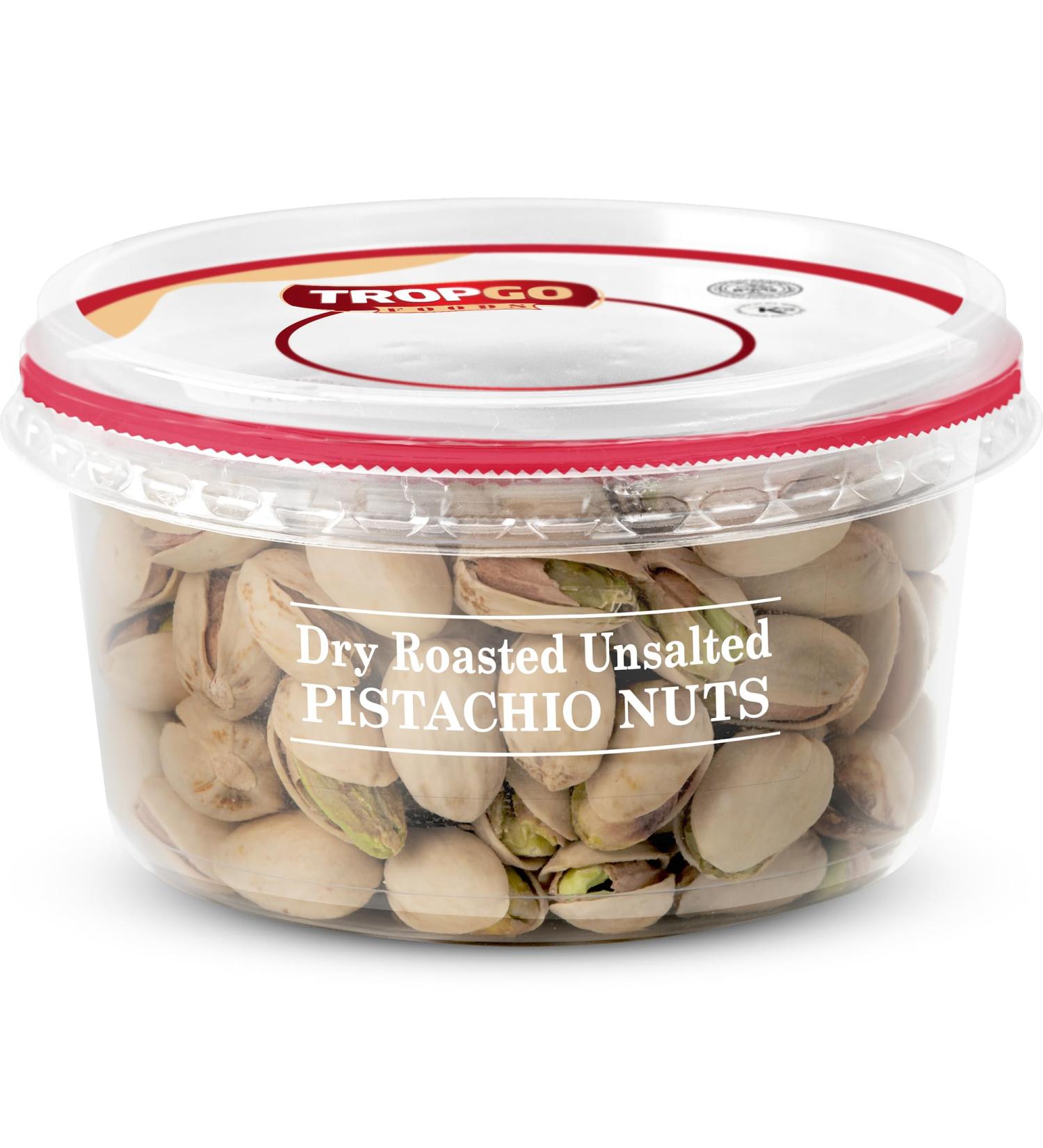 Tropgo Roasted Unsalted Pistachios 180g - Pistachio Nuts in Resealable and Recyclable Tub - Wholesome Trail Mix with Fibre Protein and Essential Minerals - Healthy Snacks for All Ages - Buy Online on SooperMarket.com
