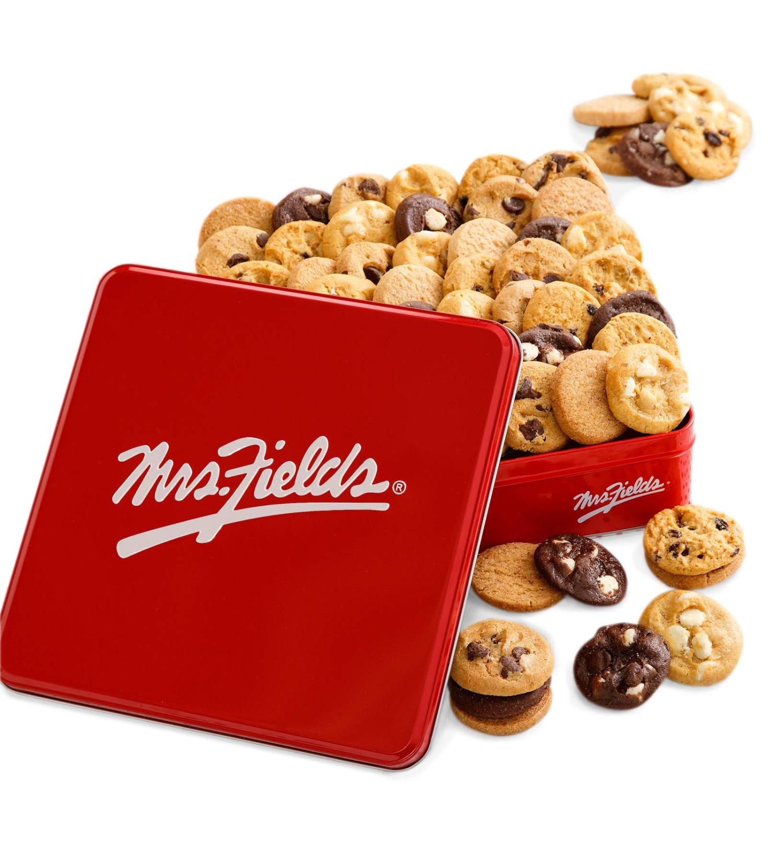 Mrs. Fields Cookies Signature 60 Nibblers Bite-Sized Cookie Tin | 5 Flavors - Buy Online on SooperMarket.com