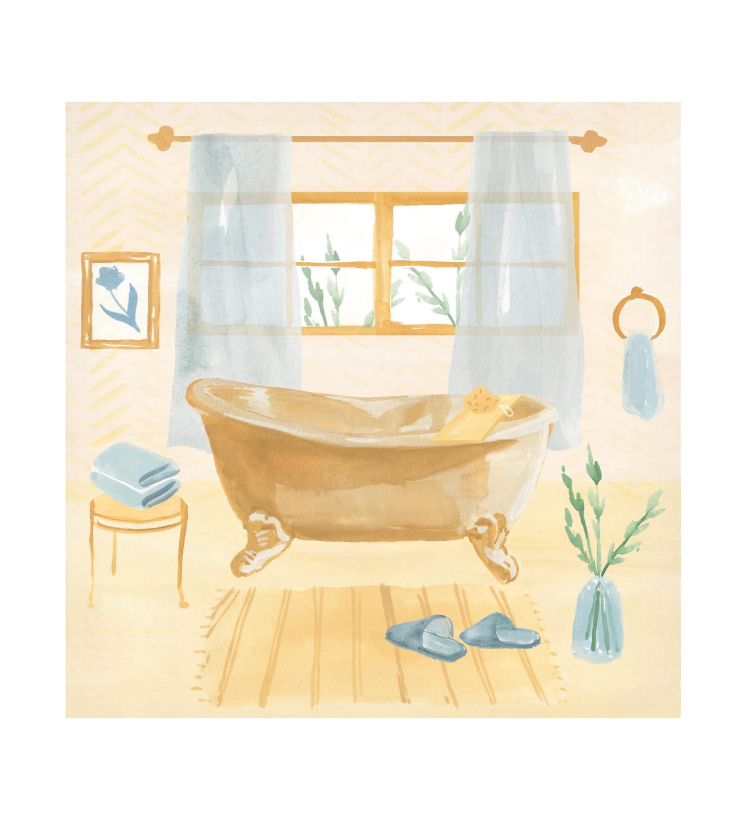 Buy Trademark Fine Art Golden Bath II Canvas Art by Annie Warren - Stunning Home D cor for International Shipping - Buy Online on SooperMarket.com