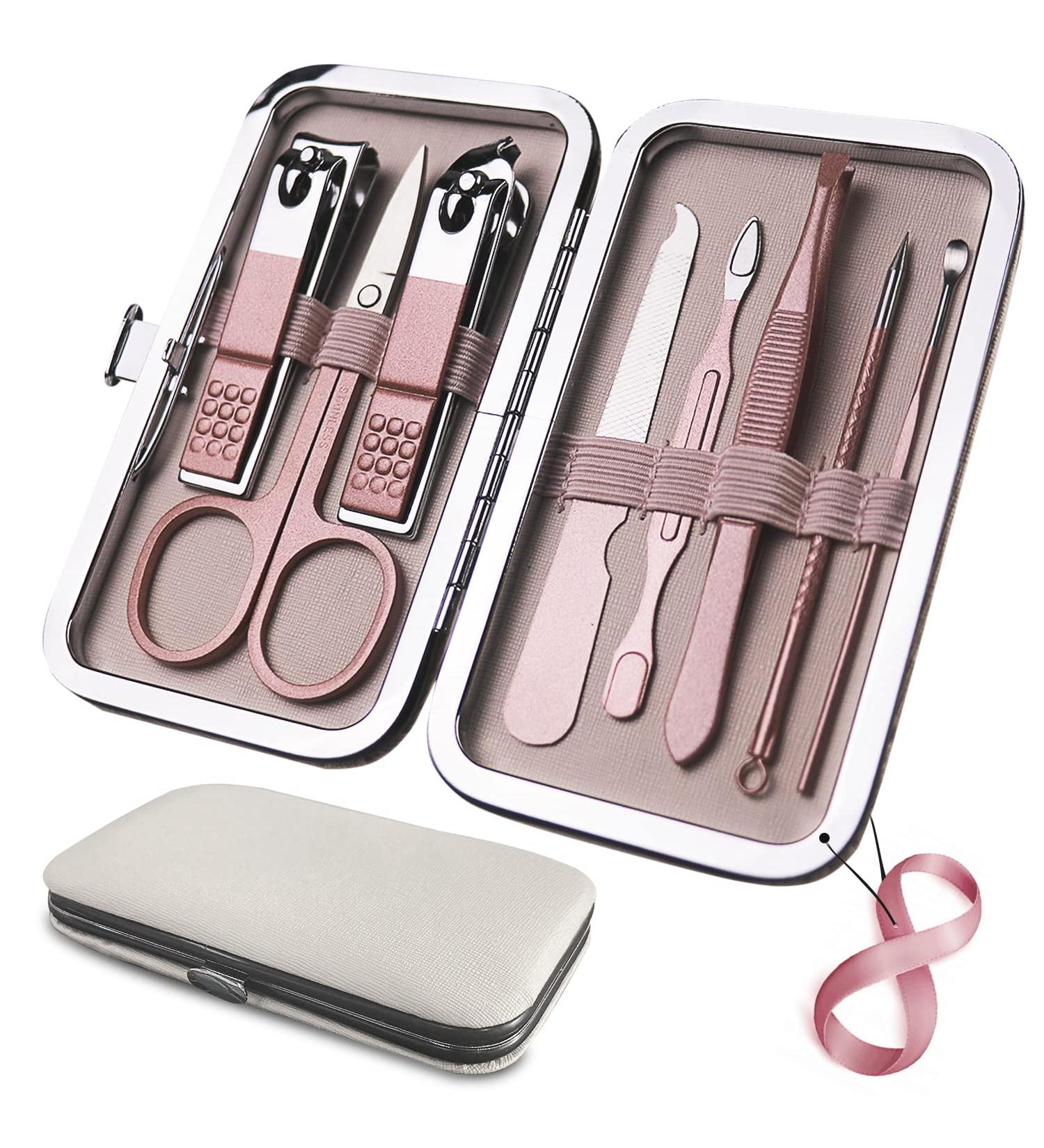 RedFlow 8-in-1 Manicure Set - Professional Nail Clippers & Tools Kit (Rose Gold) - Buy Online on SooperMarket.com