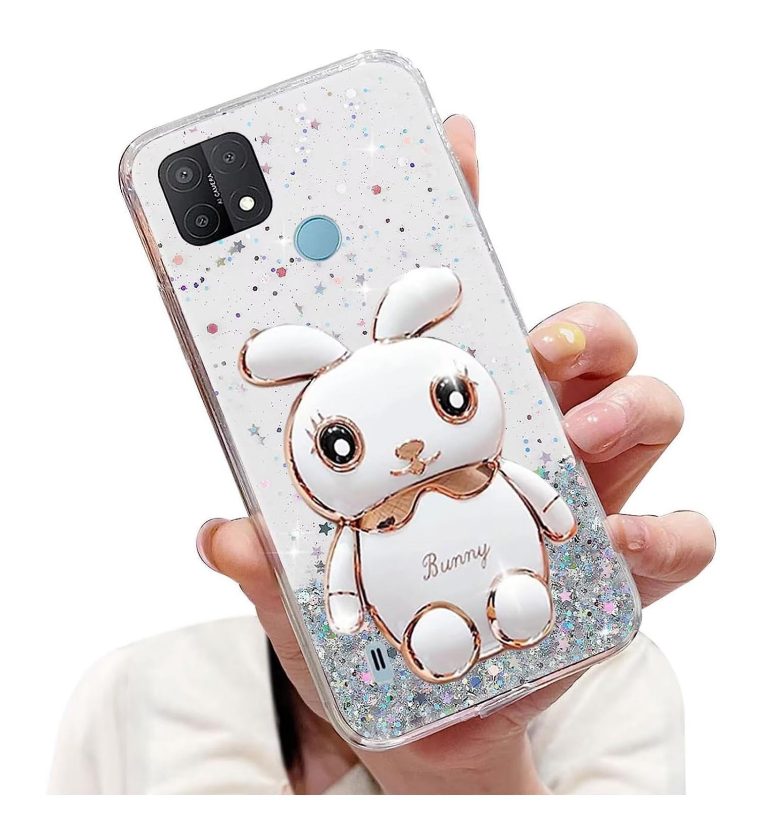 Buy Tivenfezk Nadoli Soft Silicone Glitter Rabbit Case for Oppo Realme C21 - Hidden Stand Shell - Buy Online on SooperMarket.com