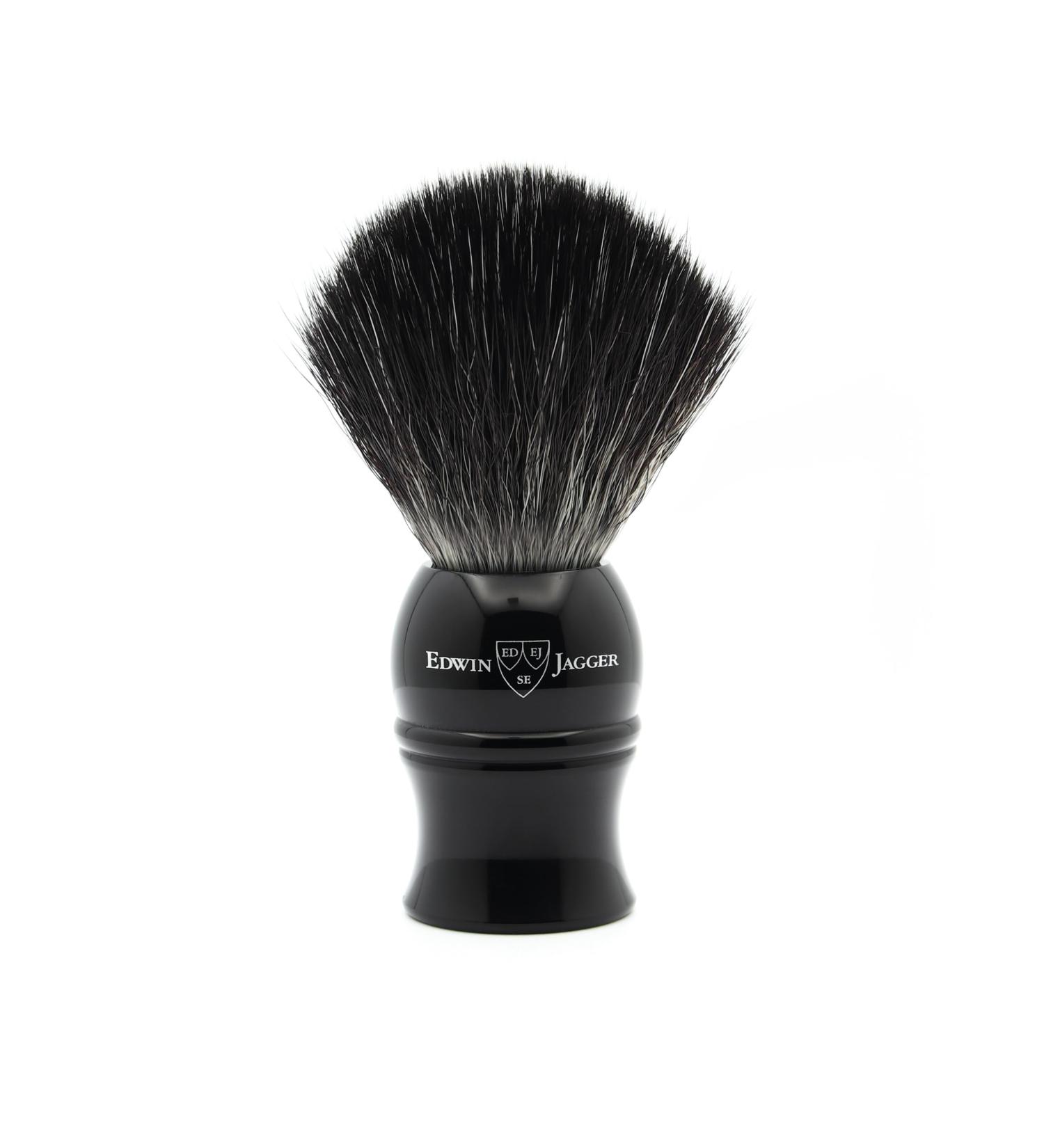 Edwin Jagger 1EJ336SYN Classic Black Vegan Exfoliating Shaving Brush - Imitation Ebony - Buy Online on SooperMarket.com