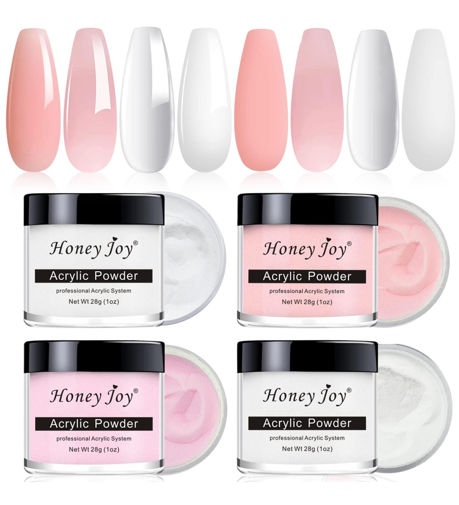 Acrylic Nail Powder Set - 4 Colors (Clear, French White, Nude, Pink) for Nail Extension & 3D Carving - Professional Polymer Colored Acrylic Powder - 28g - UK - Buy Online on SooperMarket.com