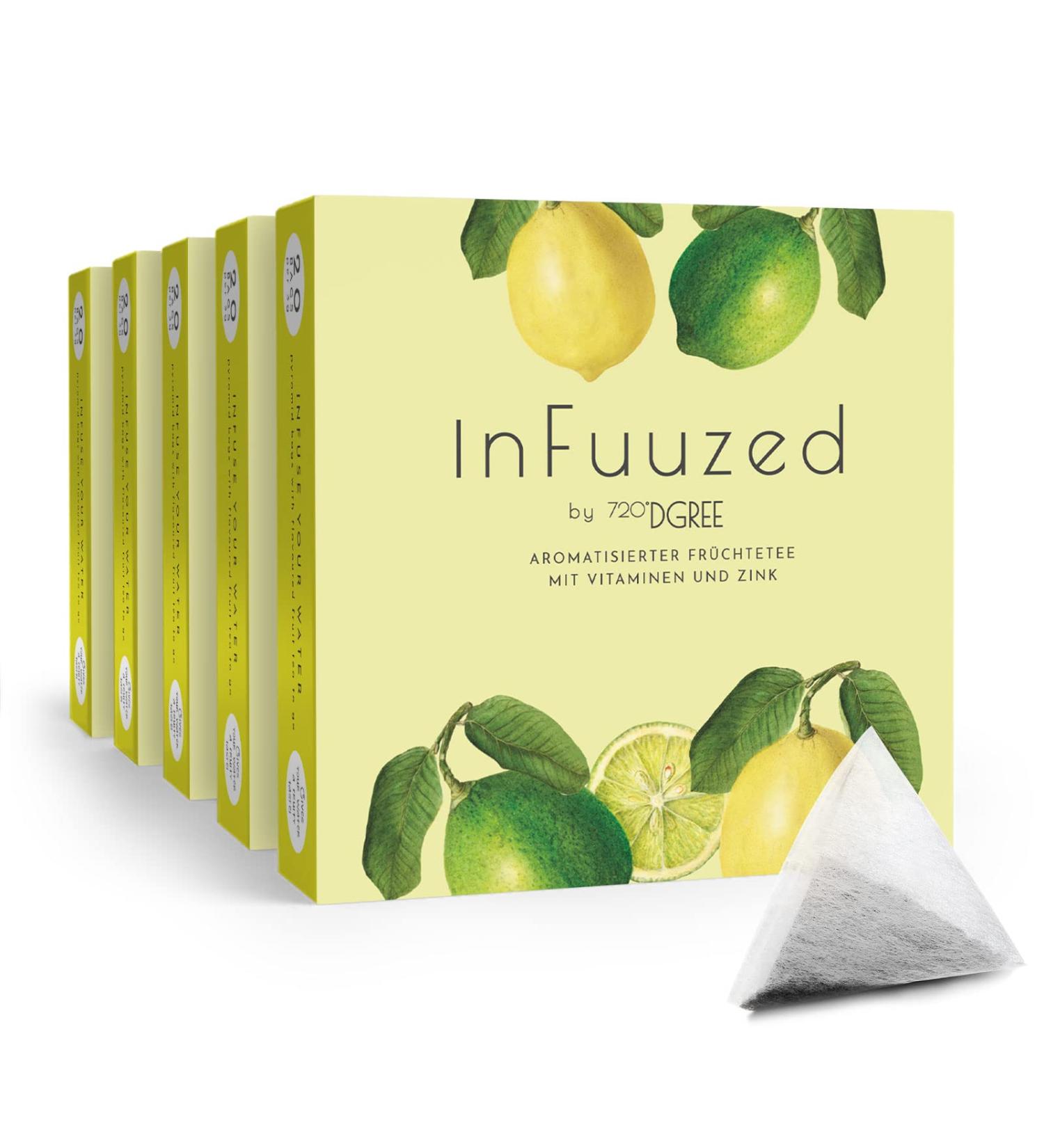 720 DGree Infuuzed Lemon Lime Drink Bags - 100 Sugar-Free Zero-Calorie Packs for Healthy Hydration - Perfect Iced Tea & Lemonade Alternative (60g 5 Pack) - Buy Online on SooperMarket.com