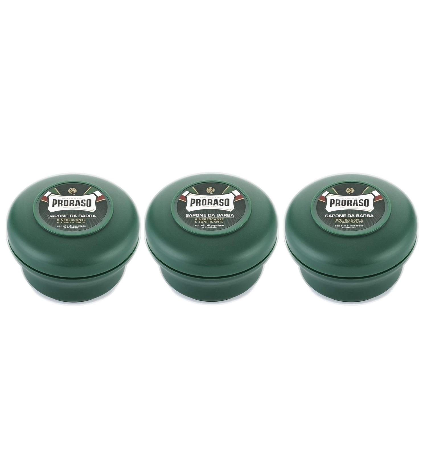 3x PRORASO SHAVING SOAP 150ml JAR WITH EUCALYPTUS OIL AND MENTHOL Italy