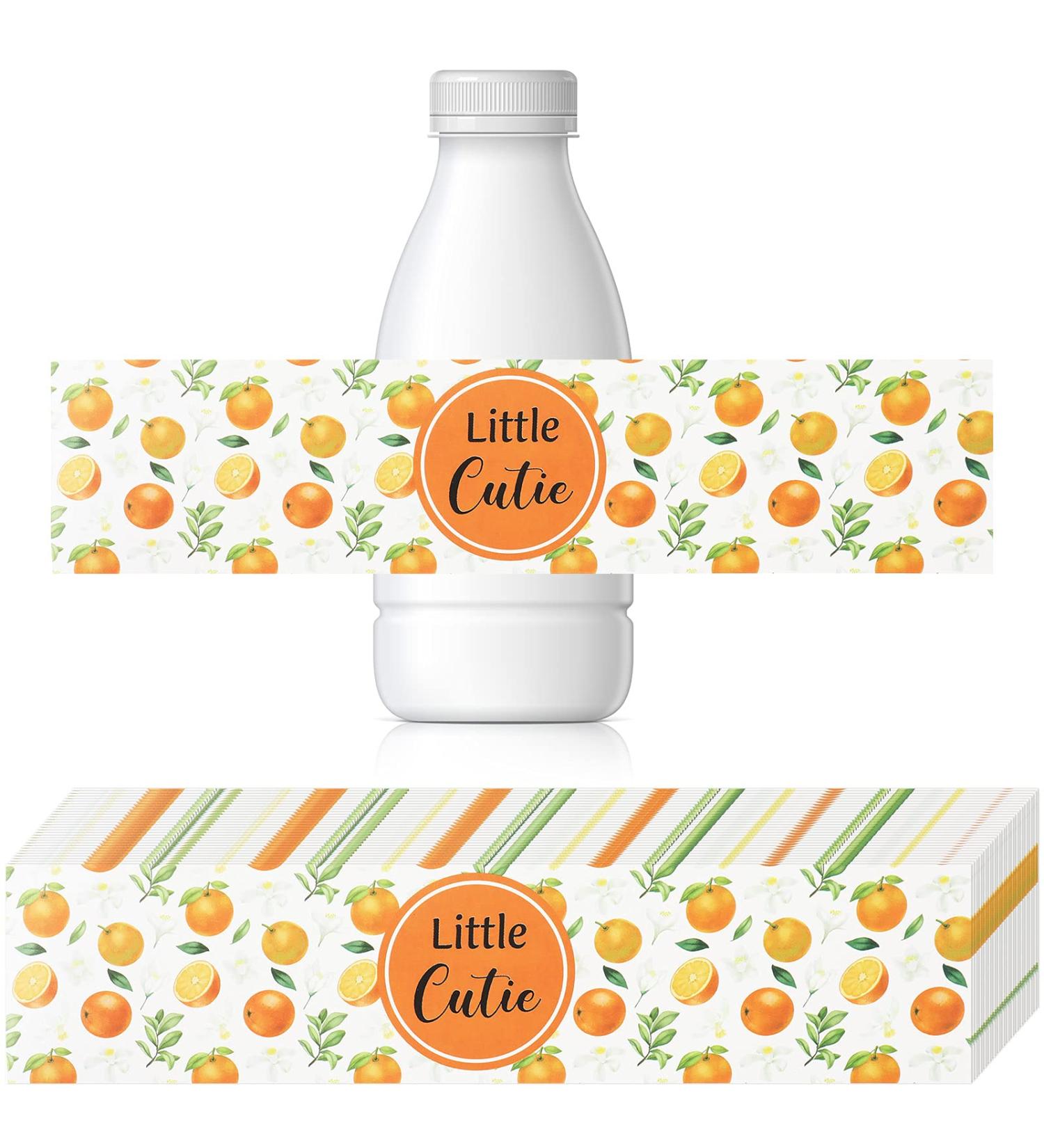 48 Pieces Little Cutie Baby Shower Water Bottle Labels - Waterproof Oranges Bottle Wrappers for Unisex Baby Shower Favors - Buy Online on SooperMarket.com