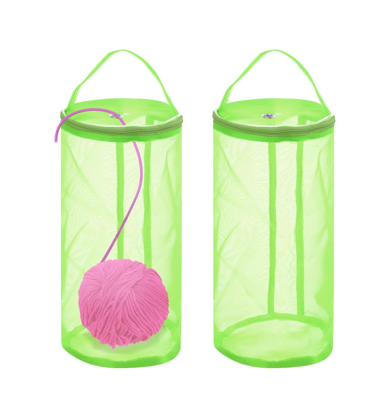 2-Piece Empty Yarn Storage Bags Set - Mini Mesh Holder & Organizer for Knitting, Crochet, and Sewing Accessories - Light Green Tote Bag - Buy Online on SooperMarket.com