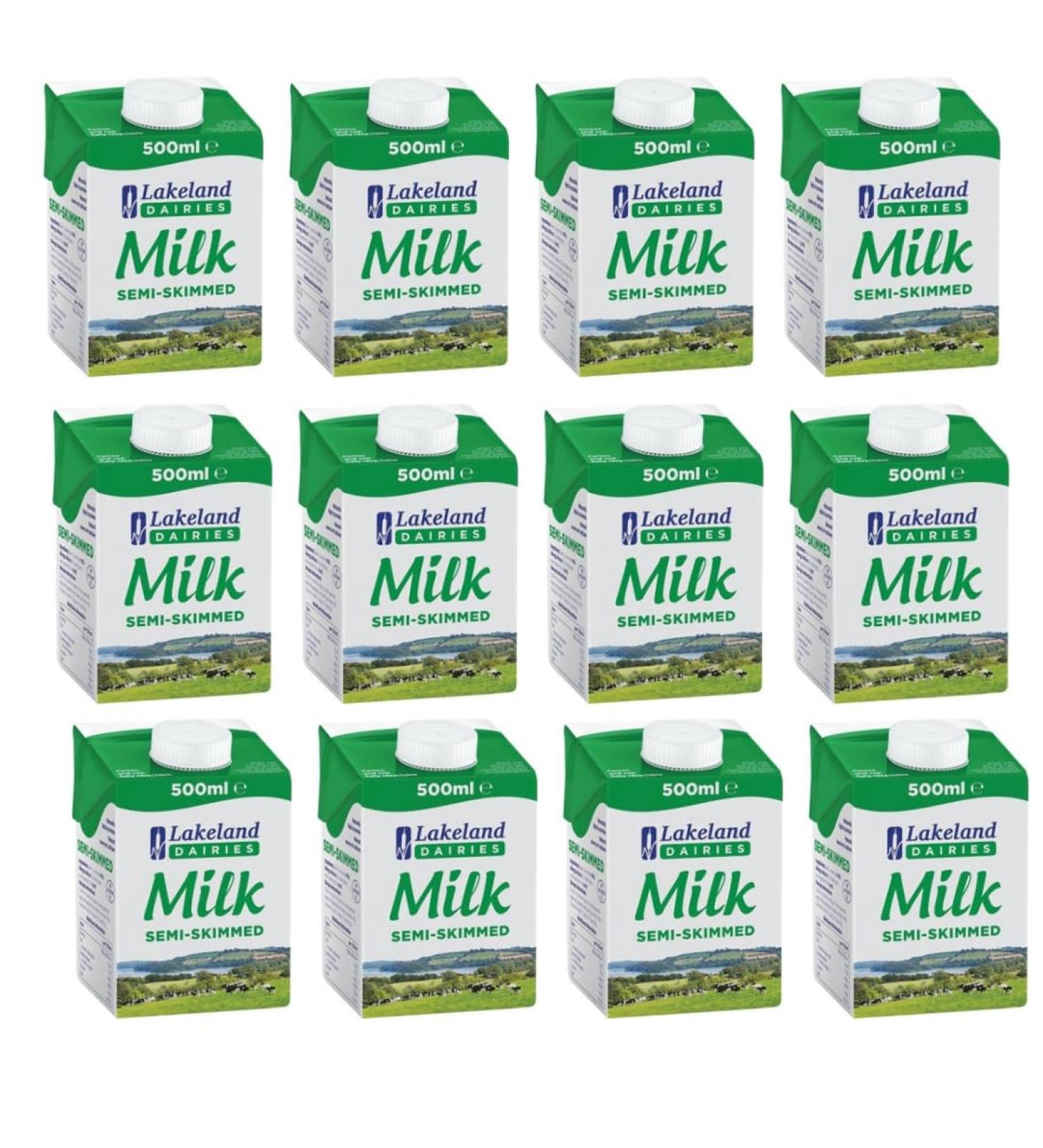 Lakeland Semi-Skimmed Milk 500ml (Pack of 12) - Buy Online on SooperMarket.com