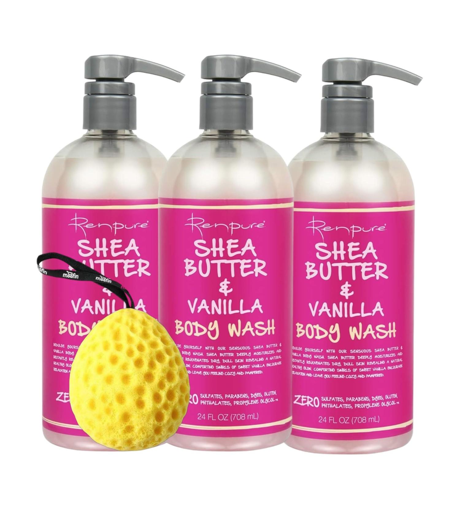 Renpure Shea Butter Body Wash Vanilla - Deep Moisturizing 24Oz (Pack of 3) | Gentle Body Soap for Women | Nourishing & Sweetly Scented - Buy Online on SooperMarket.com