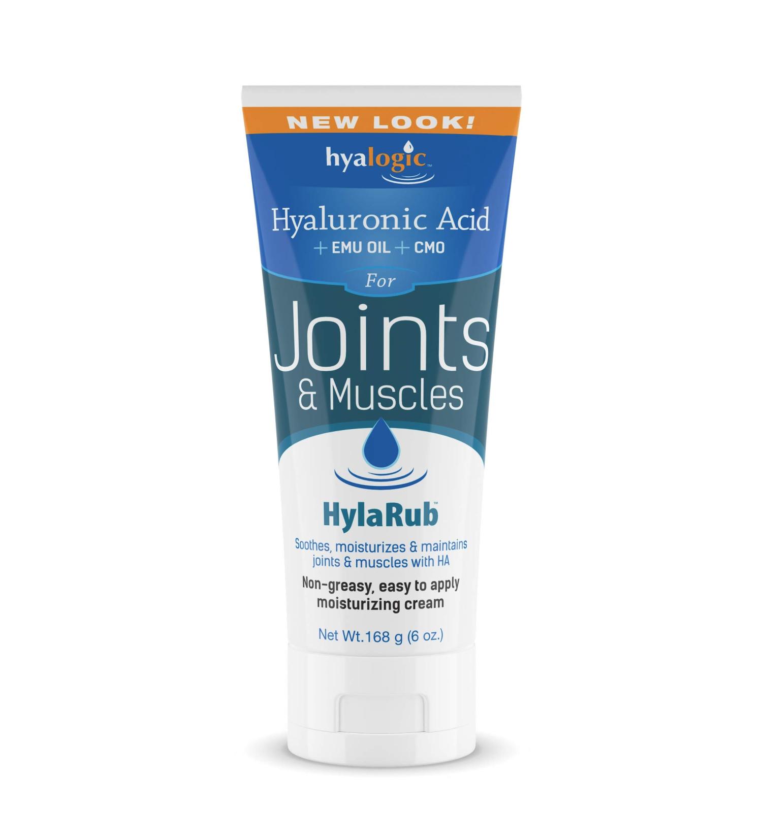 Hyalogic Hyaluronic Acid HylaRub - Non-Greasy Muscle & Joint Cream | Paraben-Free Skin Care with Hyaluronic Acid CMO & Emu Oil (6oz) - International Shipping Available - Buy Online on SooperMarket.com