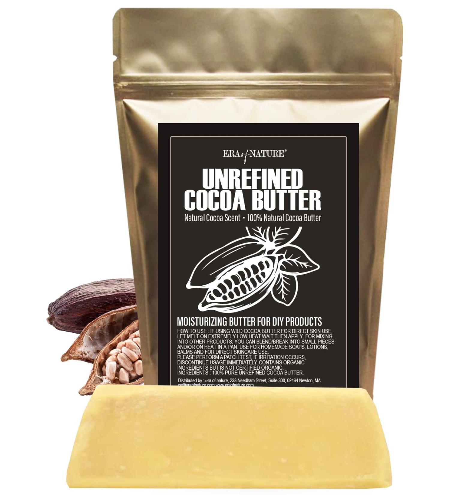 Raw Pure Unrefined Cocoa Butter 8oz - Ideal for DIY Body Butters, Soaps, Lotions & Lip Balm - Great for Stretch Marks & Acne Spots - Hard/Solid Texture - Natural Cacao Scent - Buy Online on SooperMarket.com