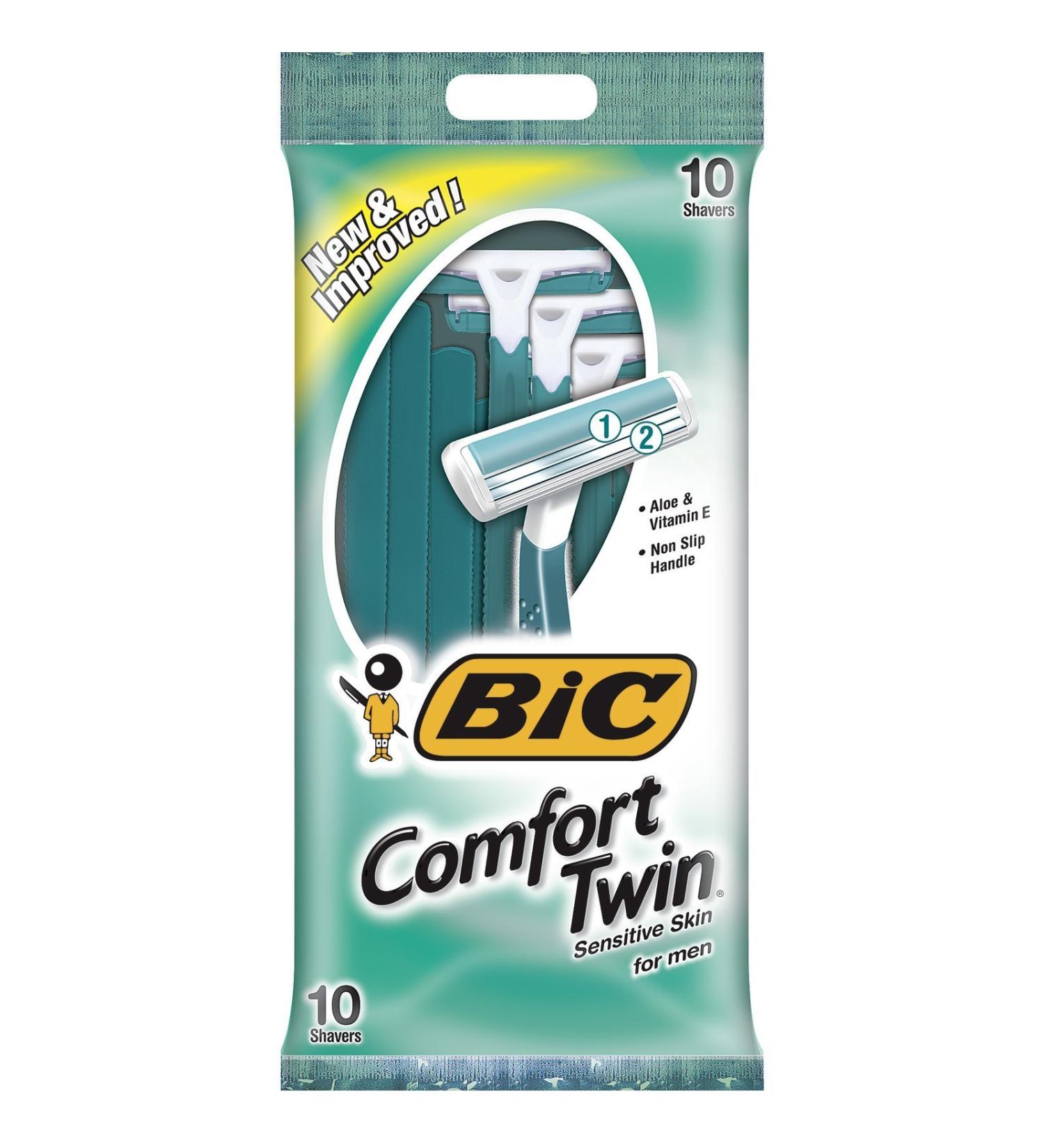 Bic Comfort Twin Sensitive Skin 10 Shavers Green package