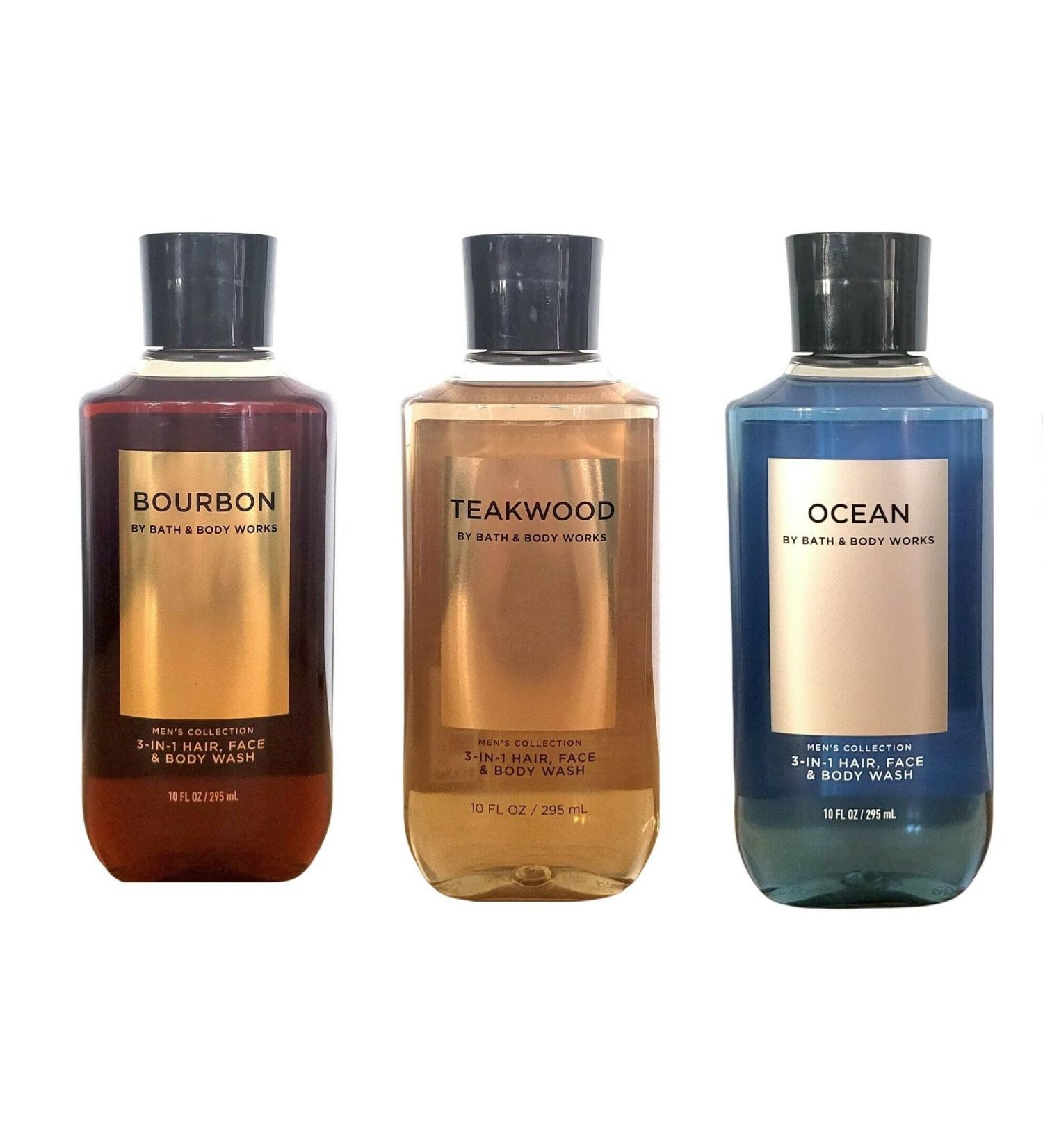 Bath and Body Works 3 Pack Teakwood Ocean and Bourbon 2-in-1 Hair + Body Wash - 10 Oz - Buy Online on SooperMarket.com