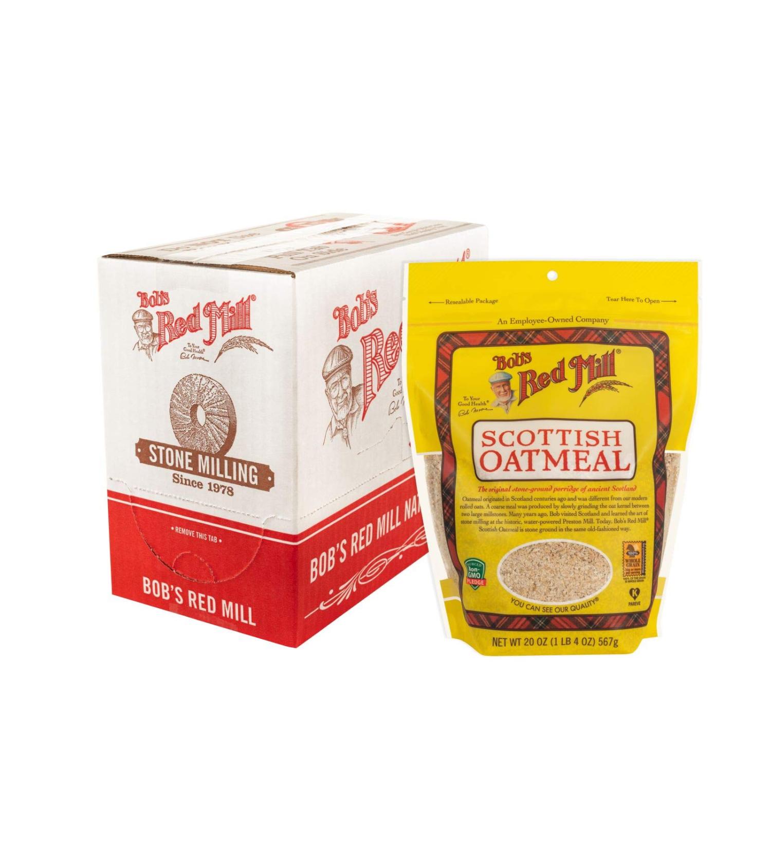 Bob's Red Mill Scottish Oatmeal 20oz - Pack of 4, 1.25lb Resealable Bags - Buy Online on SooperMarket.com