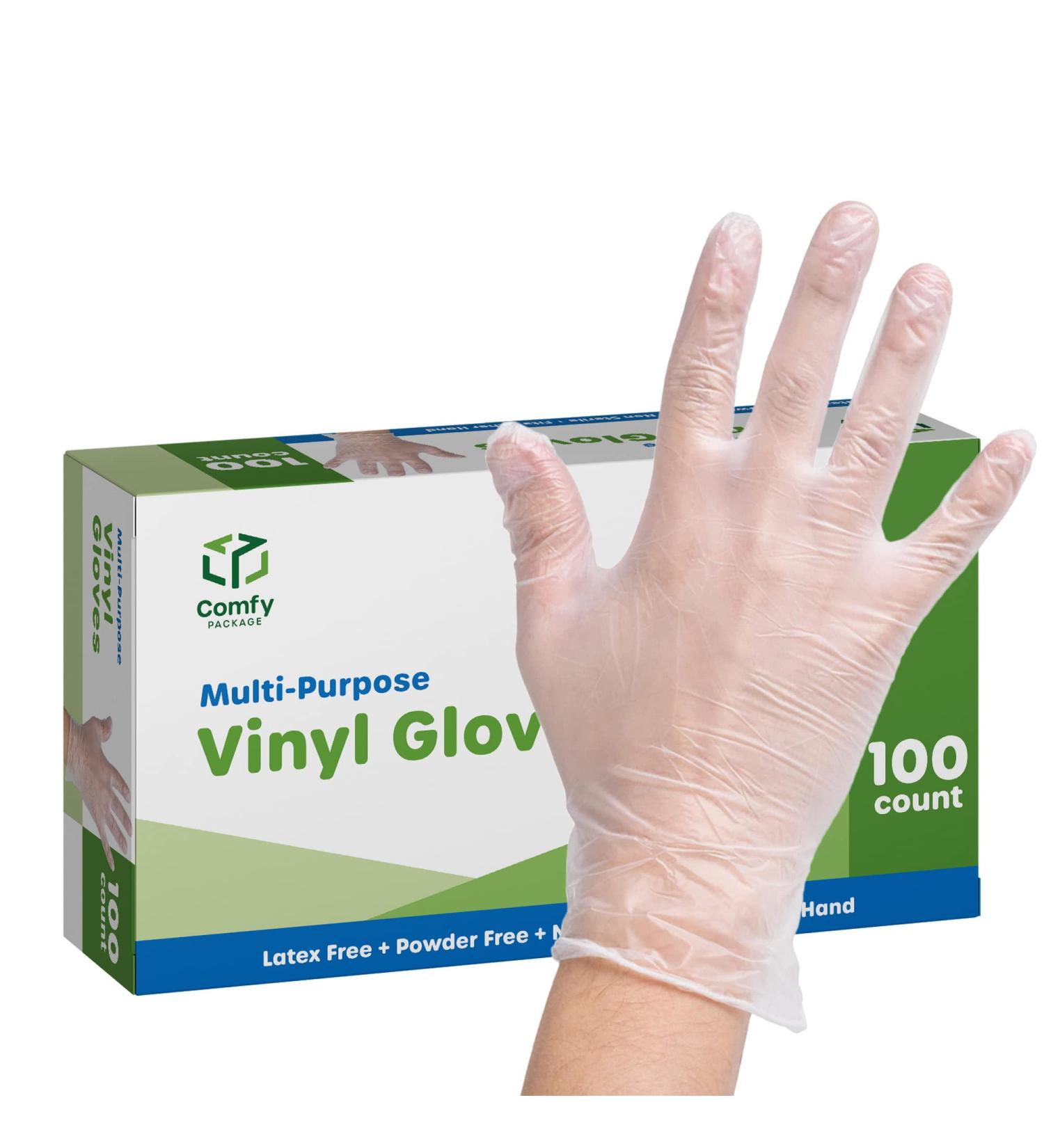 100 Pack Medium Clear Powder-Free Vinyl Disposable Gloves - Ideal for Food Service and Hygiene Protection - Buy Online on SooperMarket.com