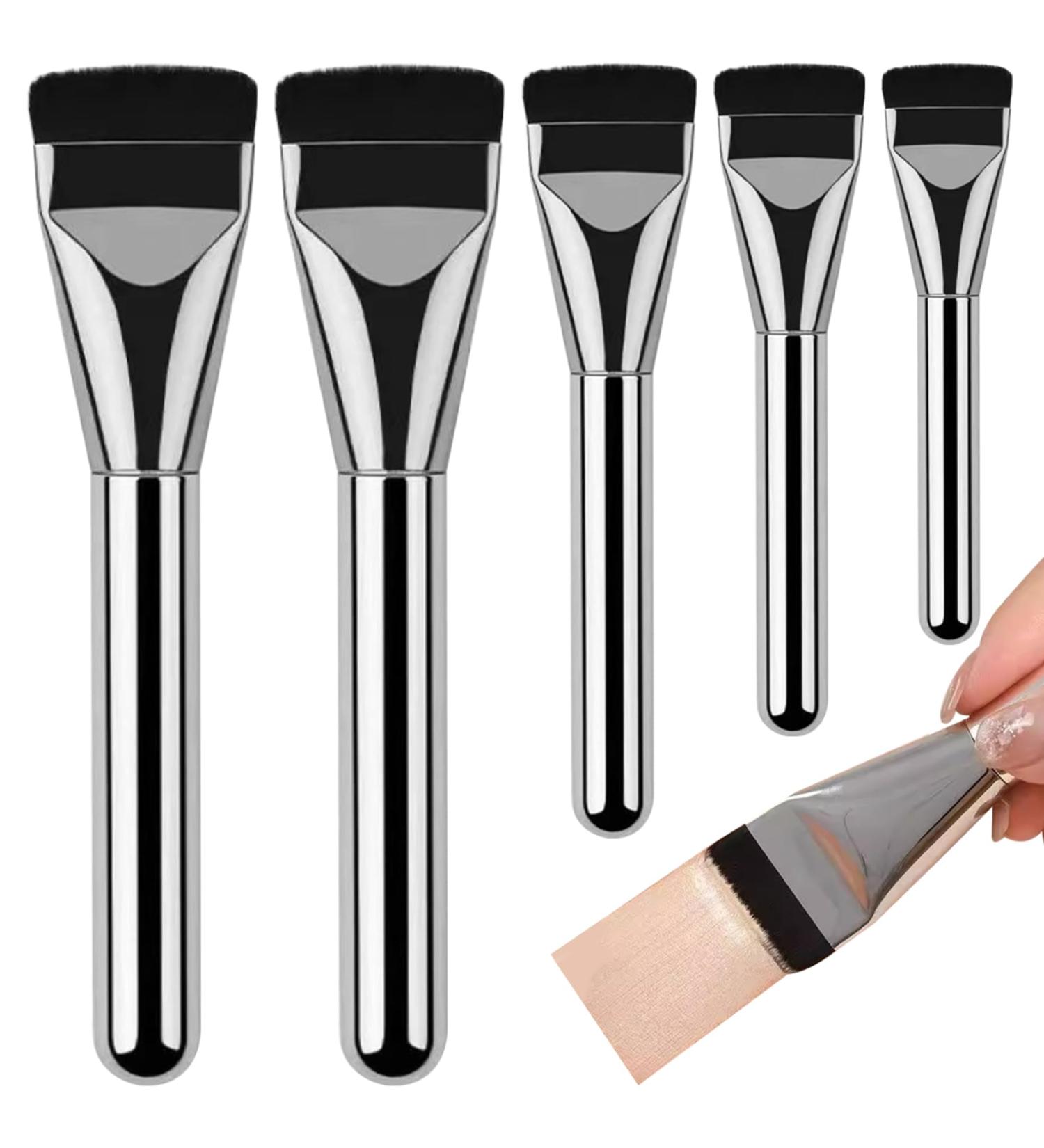 Flat Foundation Brush 5PCS Liquid Foundation Brush Streak-Free Flat Makeup Brush Ultra Thin Concealer Brush for Liquid Cream Foundation Powder Buffing - Buy Online on SooperMarket.com