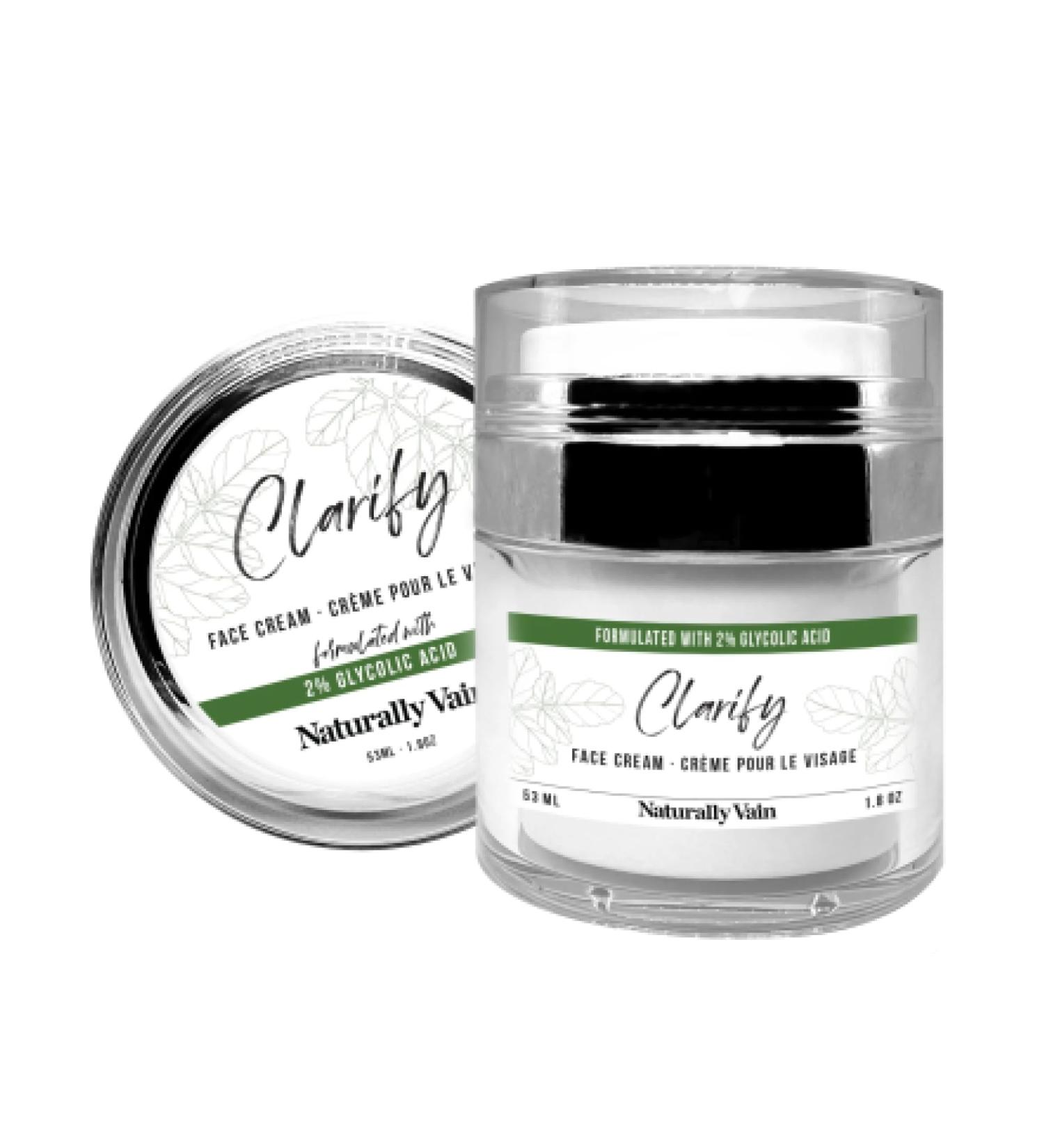 Clarify 2% Glycolic Acid Facial Cream - Anti-Aging Moisturizer for All Skin Types Smooth Complexion with Apple Extract Day & Night Use - Buy Online on SooperMarket.com