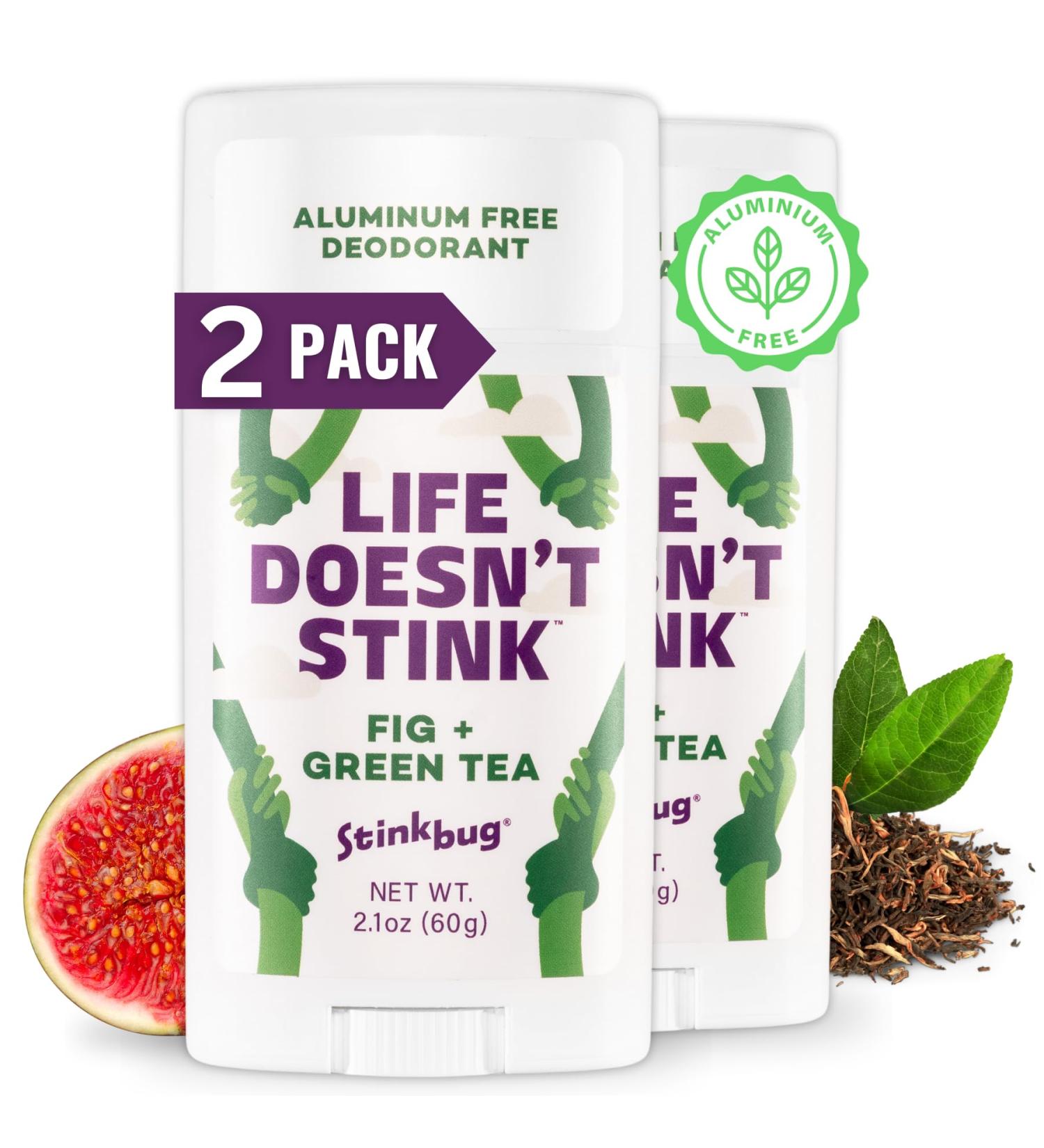 Natural Organic Deodorant Stick with Fig & Green Tea | Aluminum Free | Stinkbug Naturals (Pack of 2 - Buy Online on SooperMarket.com